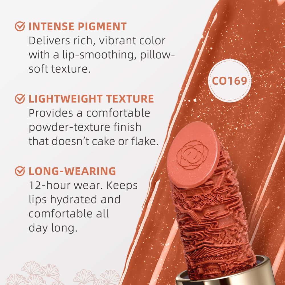 Catkin Moist Lipstick Hydrating High Impact Color Infused with Vitamin E and Avocado Oil Smooth Soft Texture Long Lasting Glow Finish 169