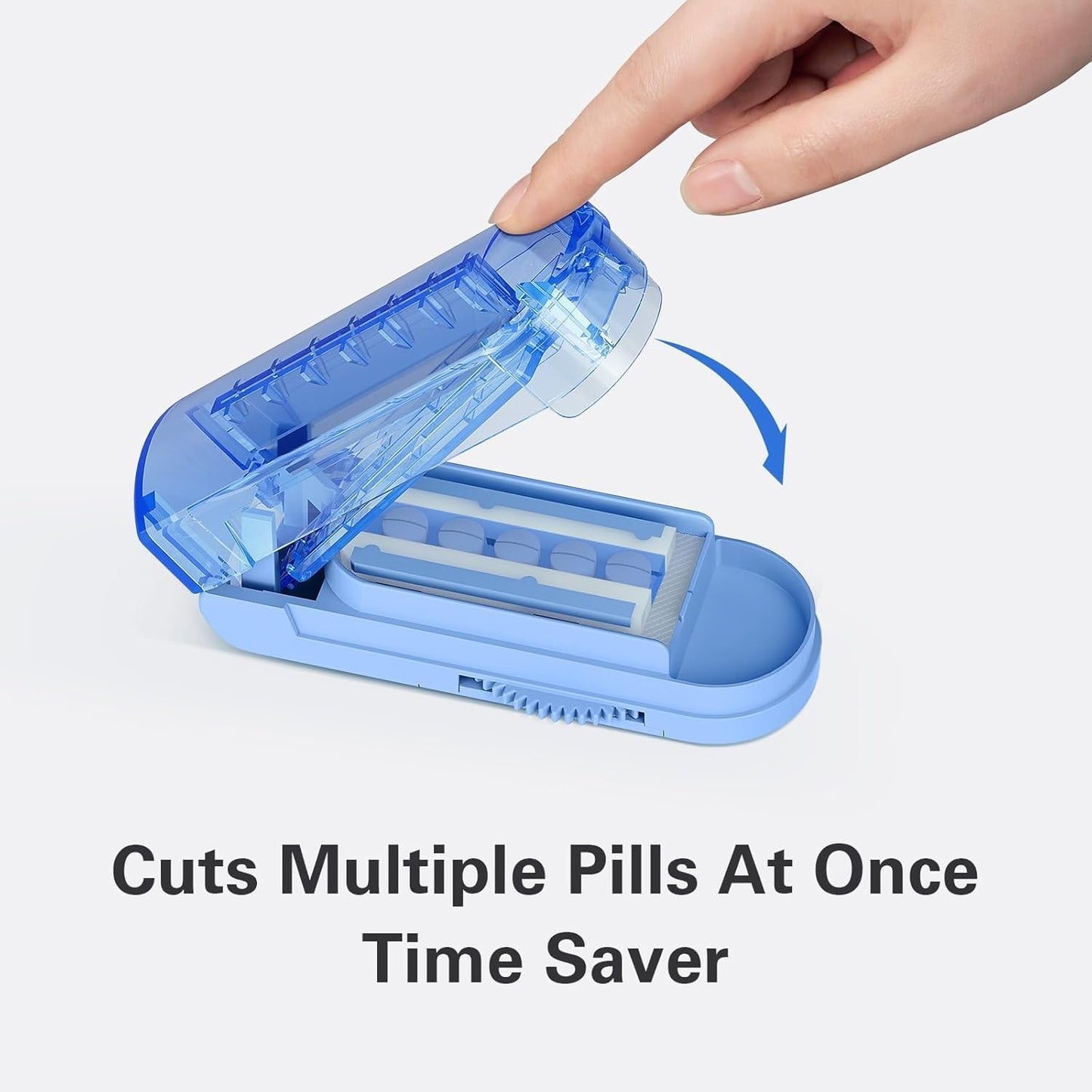 ONE PIX Pill Cutter Splitter for Small and Tiny Pills, Pill Cutter for Cutting Multiple Pills at a Time in Half with Hidden Sharp Stainless Steel Blade, Purple