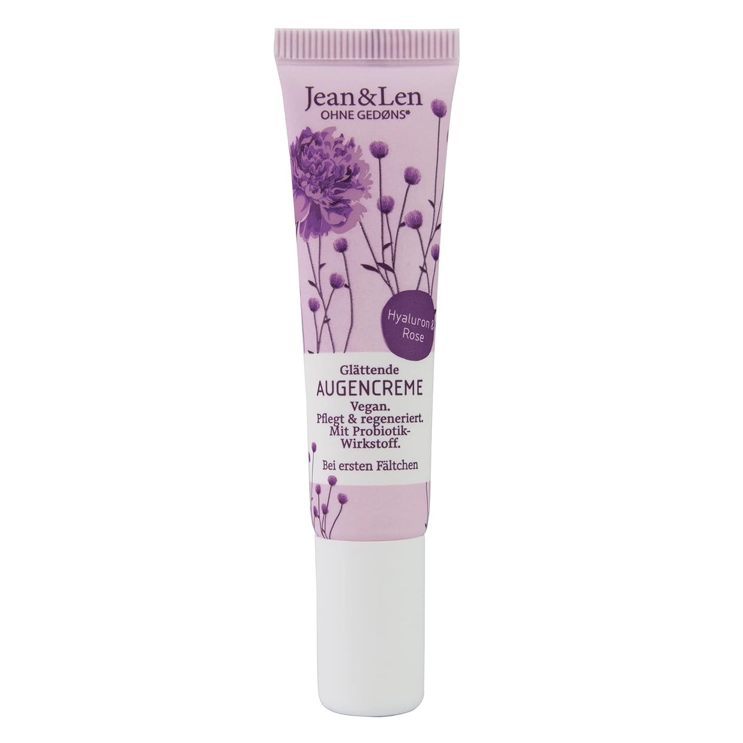 Smoothing Eye Cream with hyaluronic acid by Jean&Len, rose water and vitamin E, against wrinkles and puffy eyes, minimizes dark circles, vegan, 0.5 Fl. Oz.