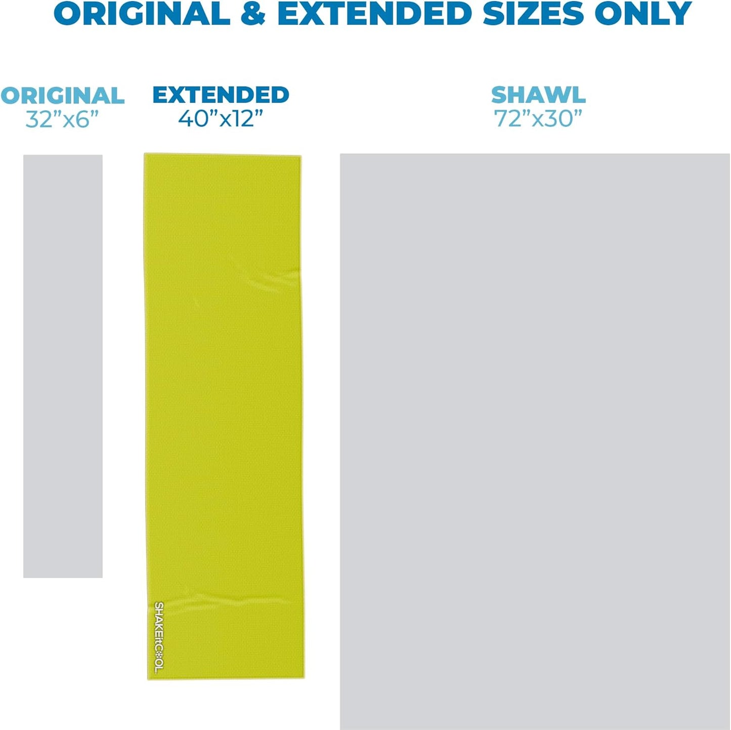 SHAKEitCOOL Extended Size Cooling Towel – Be Cool in Style - Heat Relief, Soft, Lightweight, Sun Protection, Easy Clean - Perfect for Biking, Hiking, Running, Yoga, Golf, Gardening - Safety Yellow M