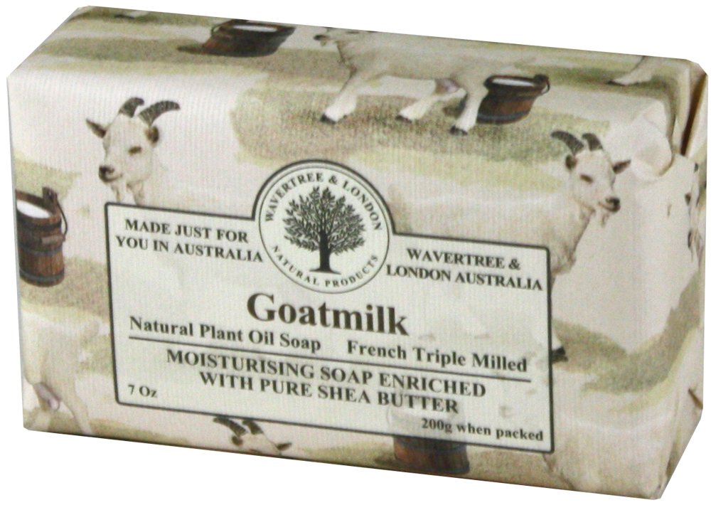 Wavertree & London Natural Goat Milk Soap Bars (1 Bar) – 7oz Individually Wrapped, French Triple Milled Moisturizing Bath Bar Soap Enriched with Shea Butter, Chemical-Free Sensitive Skin Bar Soap