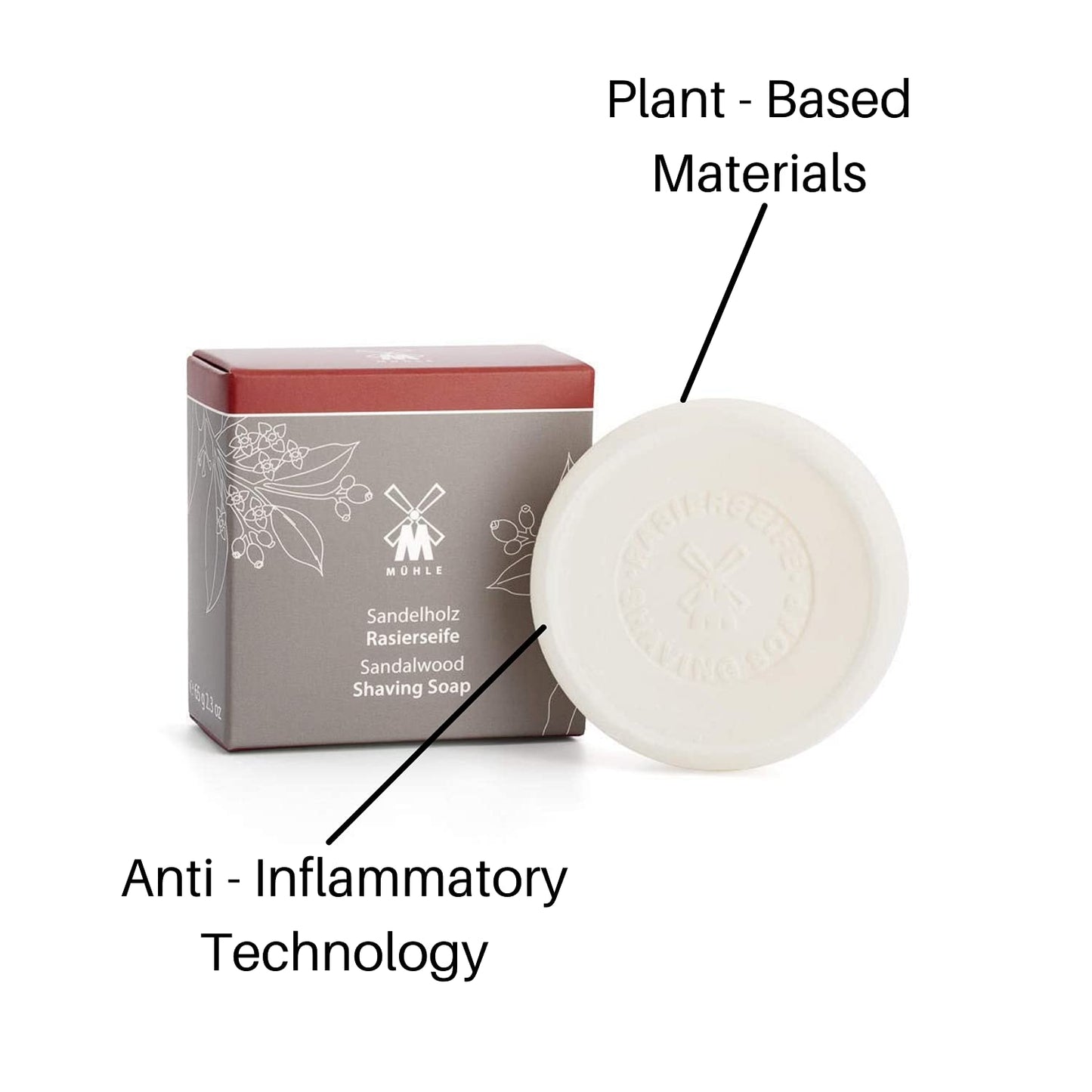 MÜHLE SHAVE CARE Shaving Soap - Sandalwood Luxury Shaving Soap for Men, Rich Lather, Lightly Scented,65g