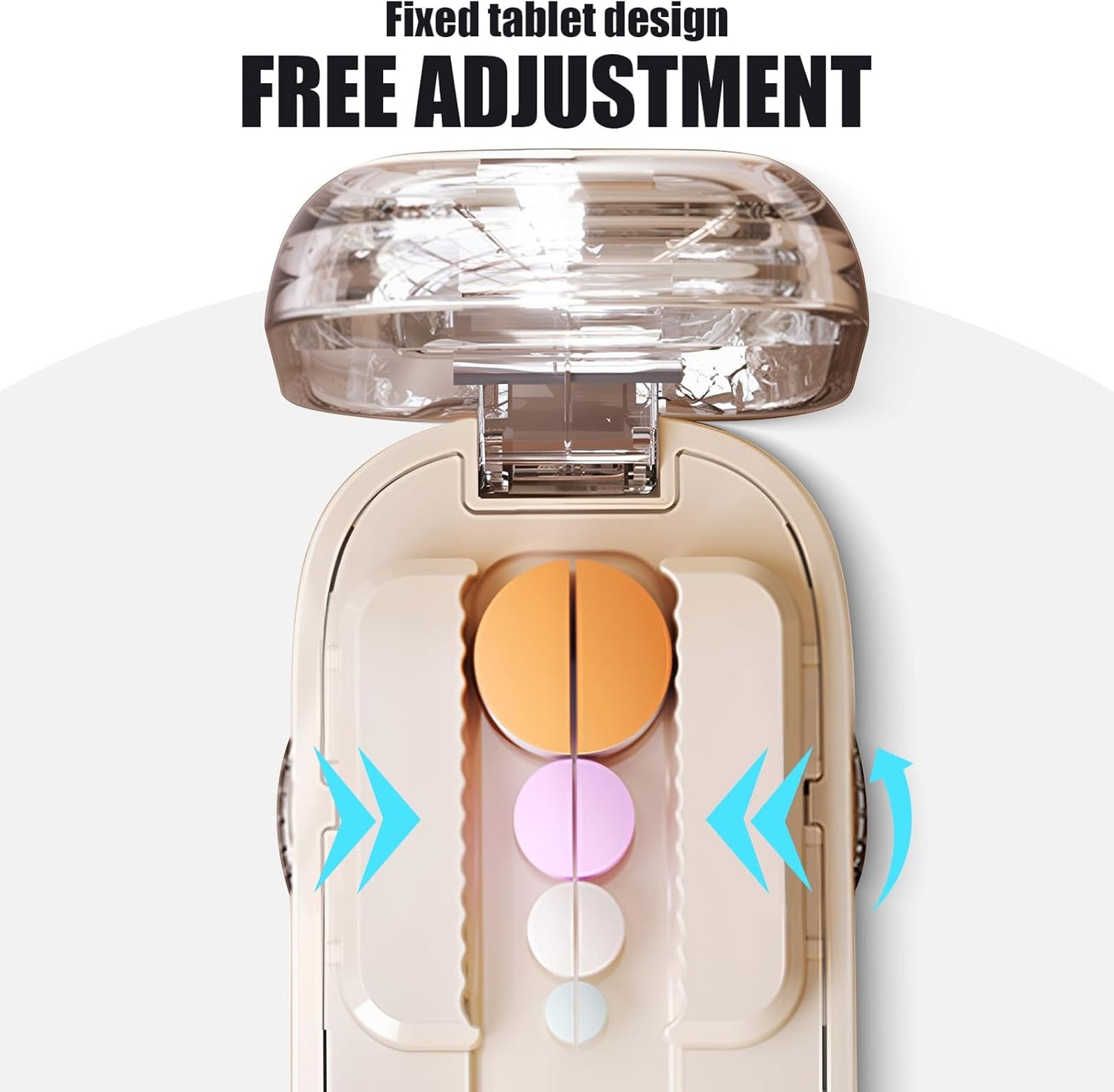 Portable Pill Cutter with Adjustable Slots – Multi Pill Splitter for Small & Large Tablets, Stainless Steel Blade, Clear Cut, Non-Slip Design, Easy to Use for Weekly Medication(Beige, 1/2)