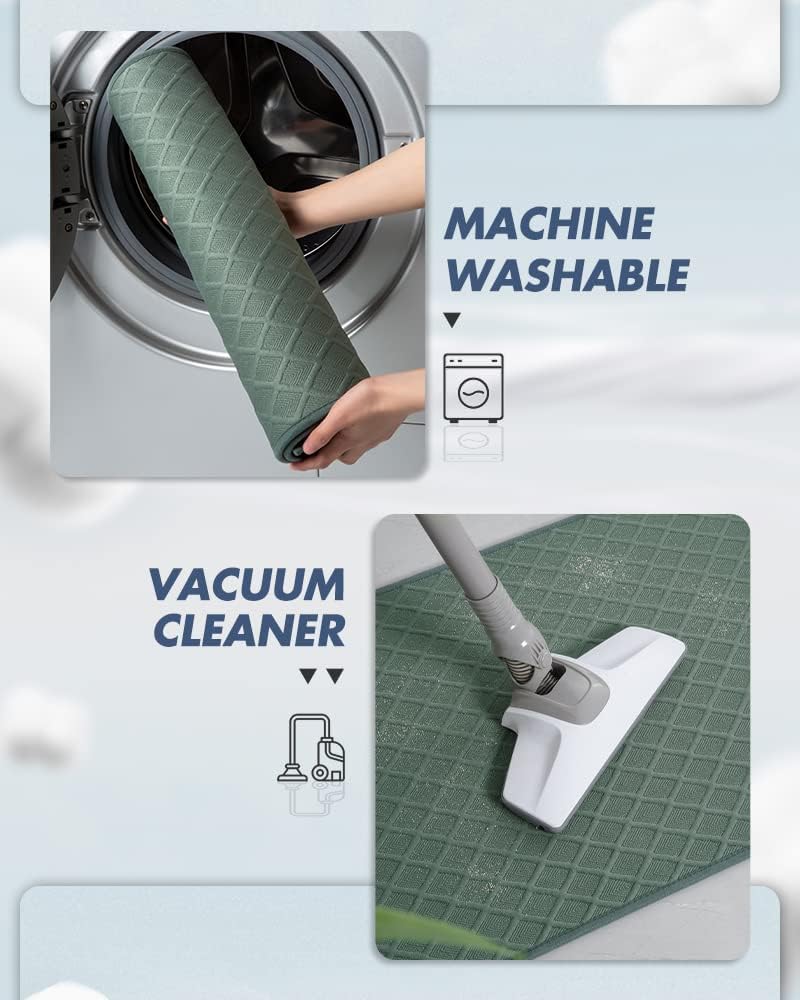 AMOAMI Ultra Thin Bathroom Rugs, Rubber Backed Bath Mats for Bathroom Non Slip, Absorbent Bathroom Mat for Floor, Shower, Sink(16"x24", Green)