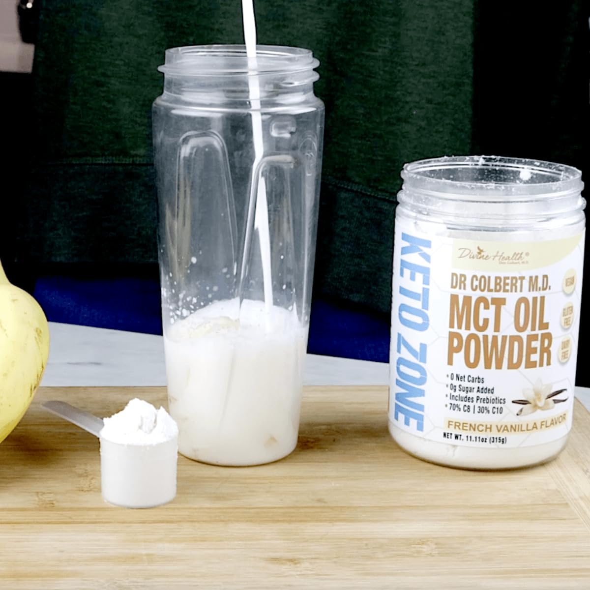 Dr. Colbert MD MCT Oil Powder | French Vanilla Flavor | by Divine Health | Recommended in The Keto Zone Diet book | 70% C8 | 30% C10 | 0 Net Carbs | Alternative to Coffee Creamer | 315g