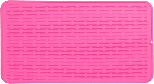 Silicone Dish Drying Mat for Multiple Usage,Easy clean,Eco-friendly,Heat-resistant Silicone Mat for Kitchen Counter or Sink,Refrigerator or Drawer Liner Rose 4XL 32 inches x 18 inches