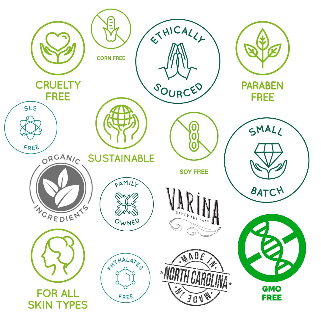 Varina Organic Citrus Cedar Sage Bar Soap - Gentle Cleansing for Sensitive Skin, Earthy Scents - 3 Pack - Experience Healthy and Glowing Skin