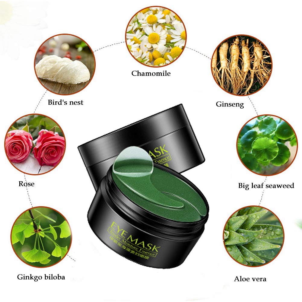 Collagen Eye Gel Pads, Green Tea Under Eye Patches, Firming Eye Mask, 30 Pairs Collagen Eye for Eye Moisturizing, Dark Circles, Wrinkles, Fine Lines, Under Eye Bags