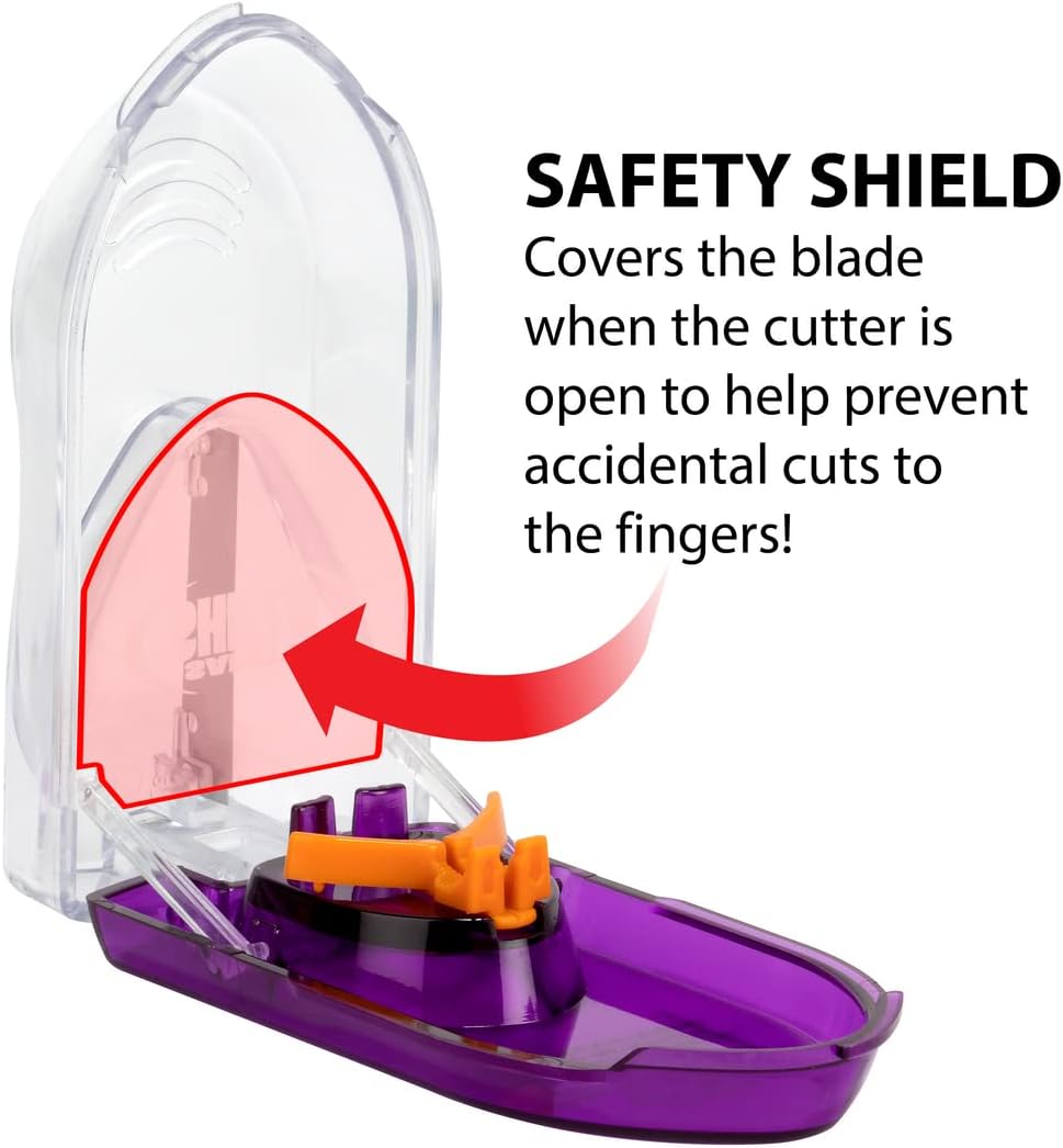 EZY DOSE Pill Cutter with Safety Shield, Precise Tablet Splitter for Cutting Pills, Vitamins, or Medication, Easy-to-Use Compact Design, Durable and Portable Pill Slicer Tool, Purple