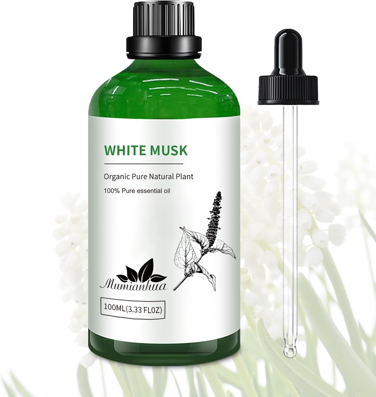 Mumianhua White Musk Oil 100% Pure- Therapeutic Grade Aromatherapy White Musk Essential Oil for Diffuser, Skin & Body Care, Women & Men, Natural Perfume & Candle Making 3.38 Fl Oz