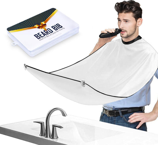 Beard Bib Apron, Beard Trimming Catcher for Men Shaving Hair Clippings Non-Stick Waterproof Grooming Cloth