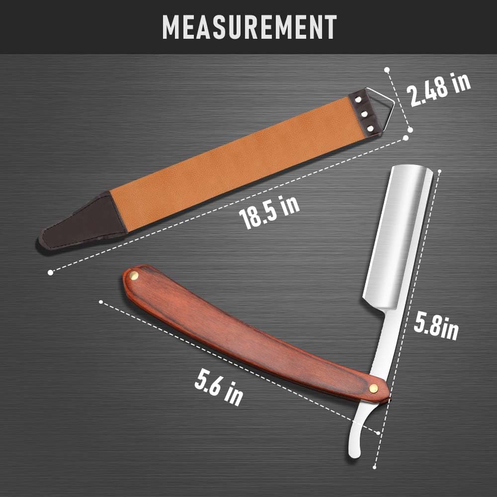 Premium Stainless Steel Shaver Razor with Shaving Strop for Men，Professional Straight Edge Barber Razor,Straight razors for men, Home & Salon Grooming Using (NO.191)
