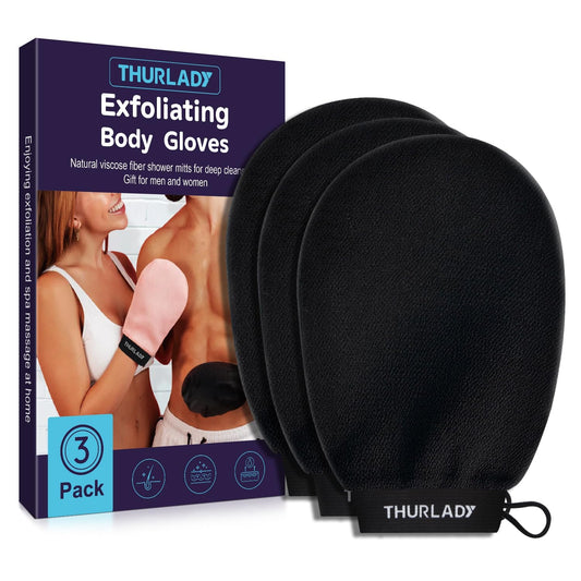 Korean Exfoliating Mitt - Exfoliating Gloves 3 Pack - Exfoliating Body Scrubber, Viscose Fiber Body Scrub Gloves, Dead Skin Remover for Smoother Skin, Self-Tan Prep & Removal