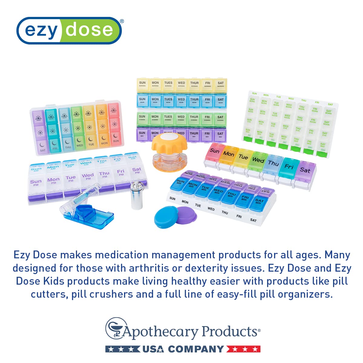 Ezy Dose Weekly (7-Day) Daily Pill Case, Medicine Planner, Vitamin Organizer, 2 Times a Day AM/PM, Small Pop-out Compartments, Arthritis Friendly, Easy to Use, Pearlescent and Lavender Lids, BPA Free