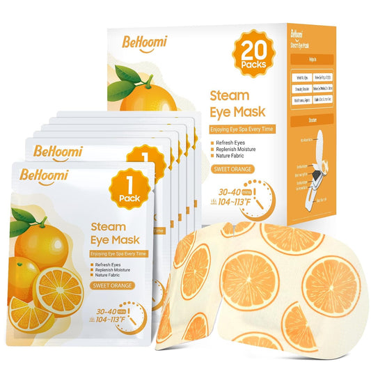 Steam Eye Mask, 20 Packs Heated Eye Mask Warm Compress for Eyes, Disposable Self Heating Eye Mask for Sleep, Spa, Travel Essentials & Relaxation Gifts for Women, Men (Sweet Orange)