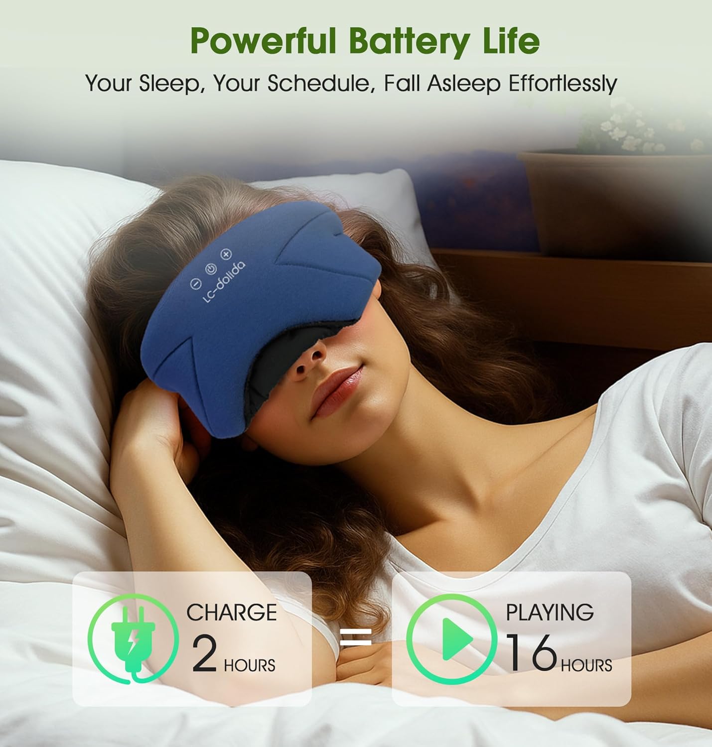 Sleep Mask with Headphones Bluetooth 5.4, LC-dolida Wireless Music Eye Mask for Sleeping Headphones with Soft Bamboo Cotton Cooling Breathable,Ultra-Thin Stereo Speaker for Side Sleepers