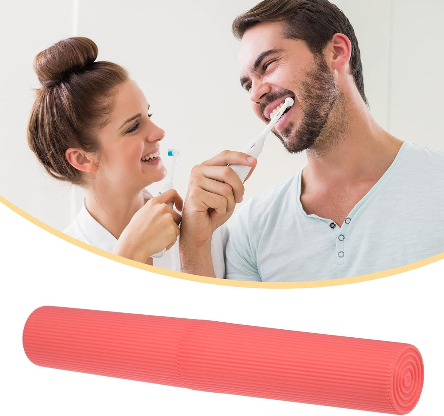 VOCOSTE 1 Pcs, Vertical Stripe Toothbrush Case, Plastic, Traveling Toothbrush Holders Case, Travel Business, Red, 7.87"x1.18"