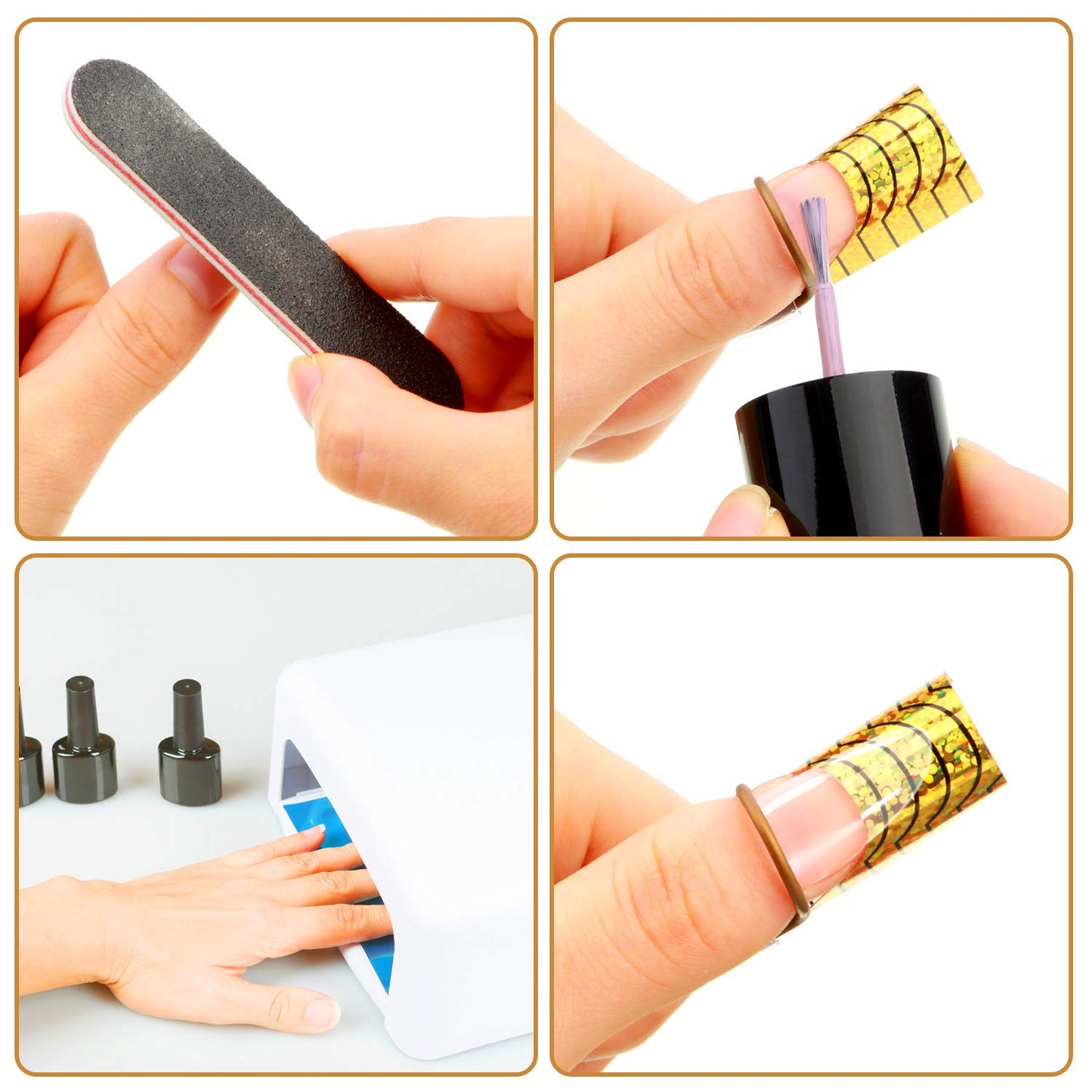 20 Pieces Reusable Nail Extension Forms Guide Protector Nail Tips Acrylic UV Gel Protector for Salon Home Supply(Gold, Silver)