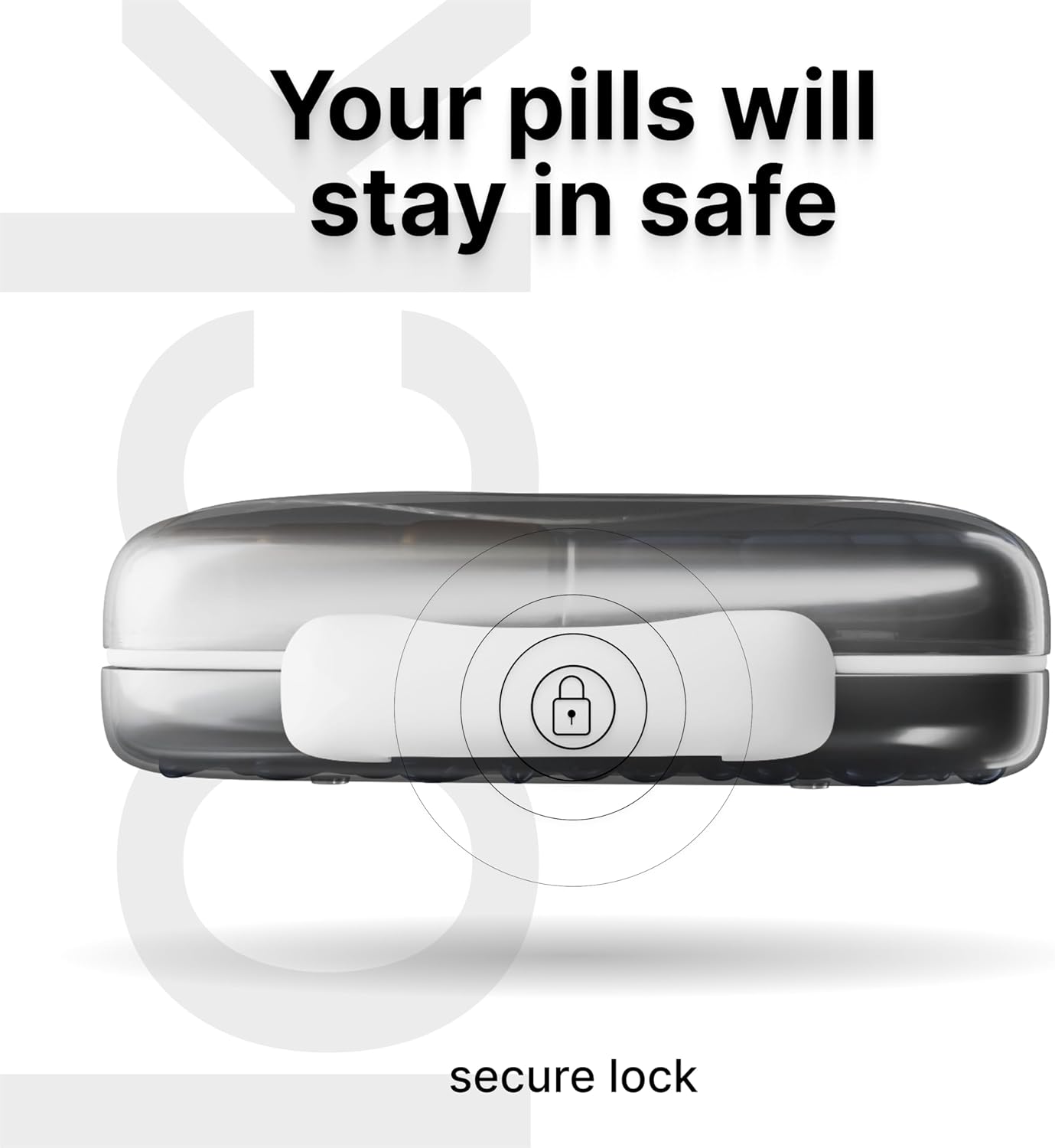 Travel Pill Organizer - Airtight Medicine Case for Traveling Portable Pharmacy Box with Labels Vitamin Container 8 Compartment Supplement Medication Holder Large Capacity Daily (Grey)