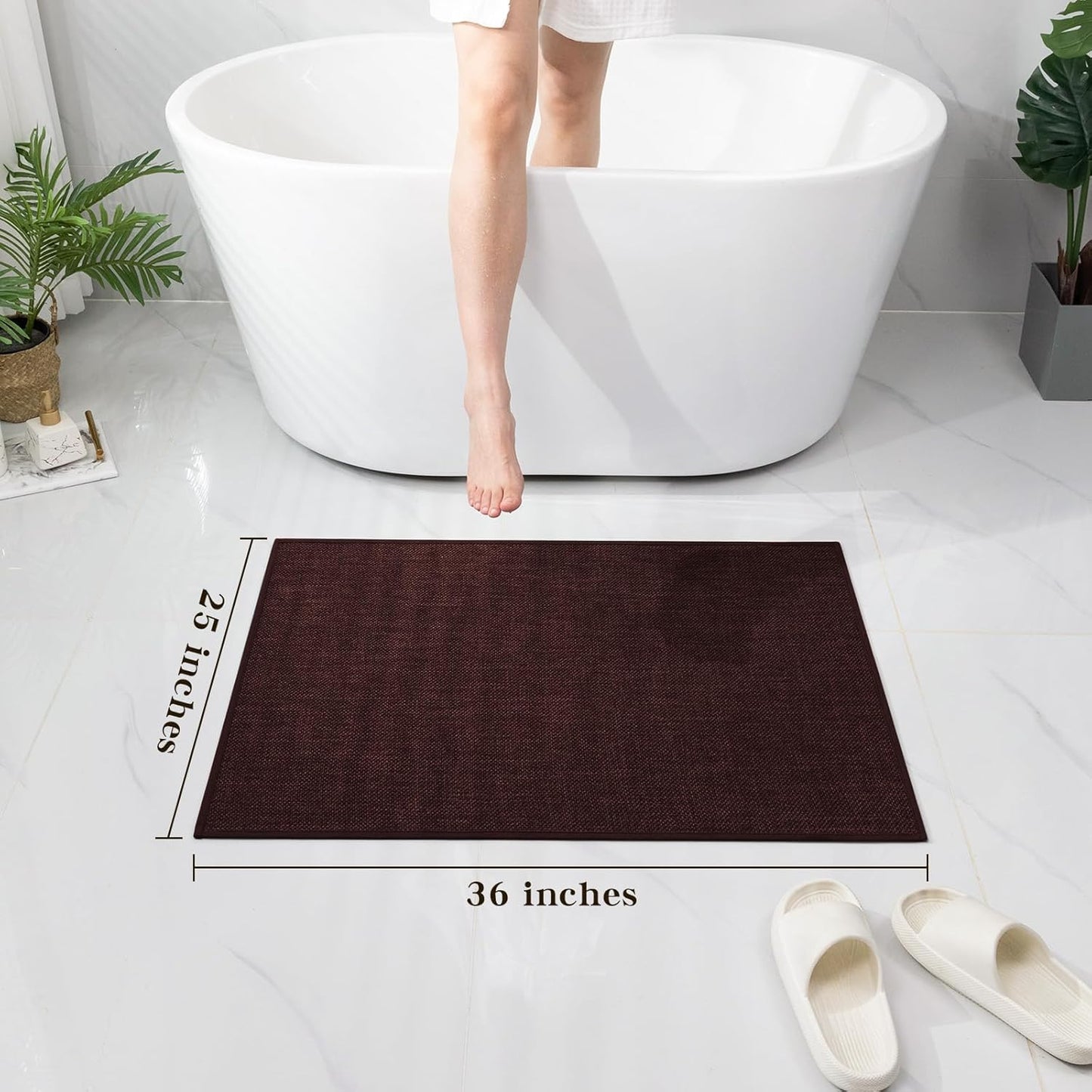 chakme Bathroom Rugs Mat 36x24, Ultra Thin Non Slip Bath Mat Large Quick Dry Absorbent Bath Mat for Bathroom Floor, (Dark Purple, 36"x24")