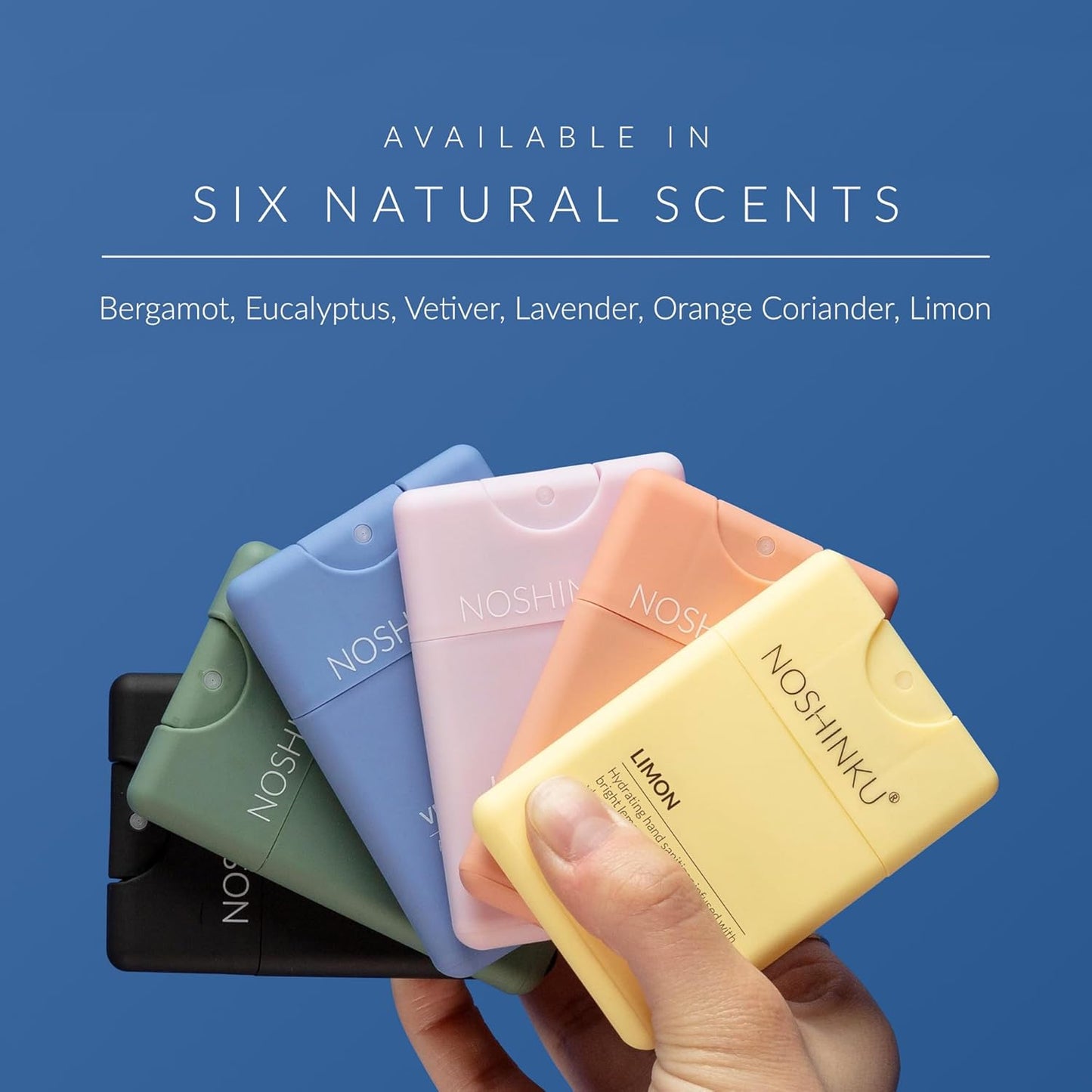 Noshinku - Refillable Hand Sanitizer Vetiver 3-Pack, Travel Size Spray with Hydrating Botanical Oils, Natural Ingredients, All Natural Fragrances, Sugarcane Derived Alcohol, No Parabens, No Dyes