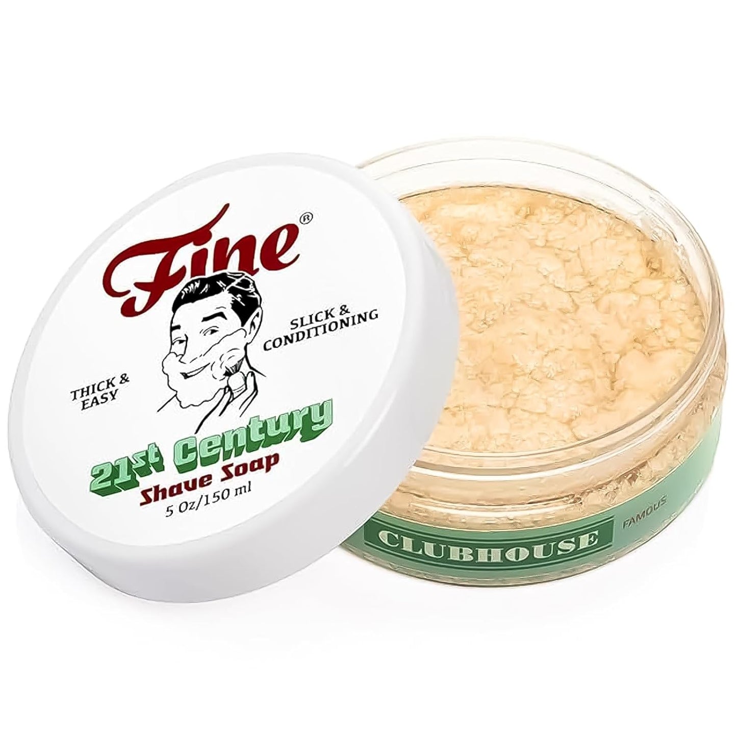 Mr. Fine 21C Men’s Shaving Soap, Builds Thick & Easy Lather, Protects From Razor Burn & Irritation, No Artificial Colors, Made In Italy, 5oz. (150ml), Clubhouse