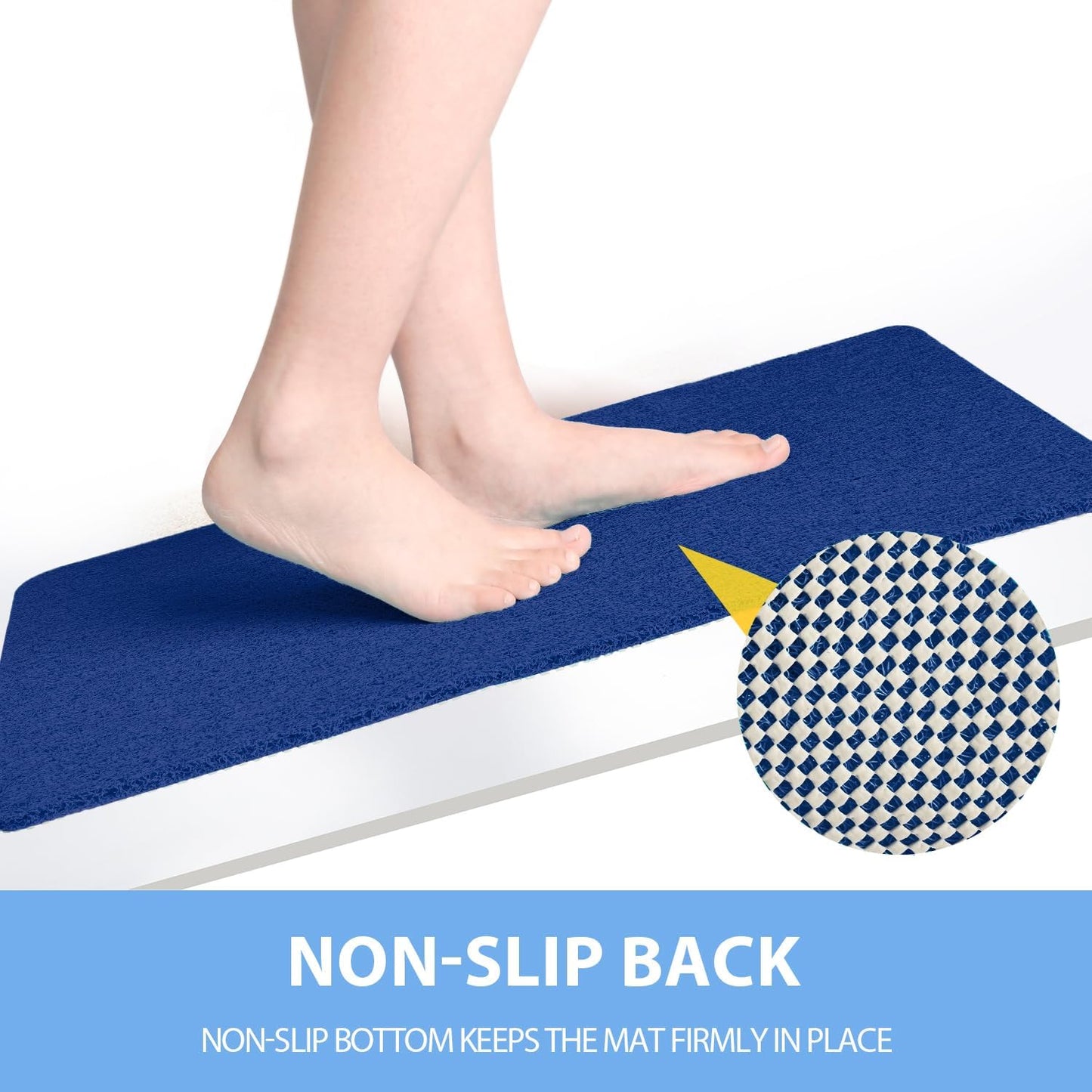 Non-Slip Bathtub Mat, Anti Slip Shower Mat, Fast Drying Bathtub Mats, Foot Scrubber Mat, Anti Slip Mat for Tub, Floor, Bathroom, Kitchen, Home, Hotel (Navy Blue 24"×24")