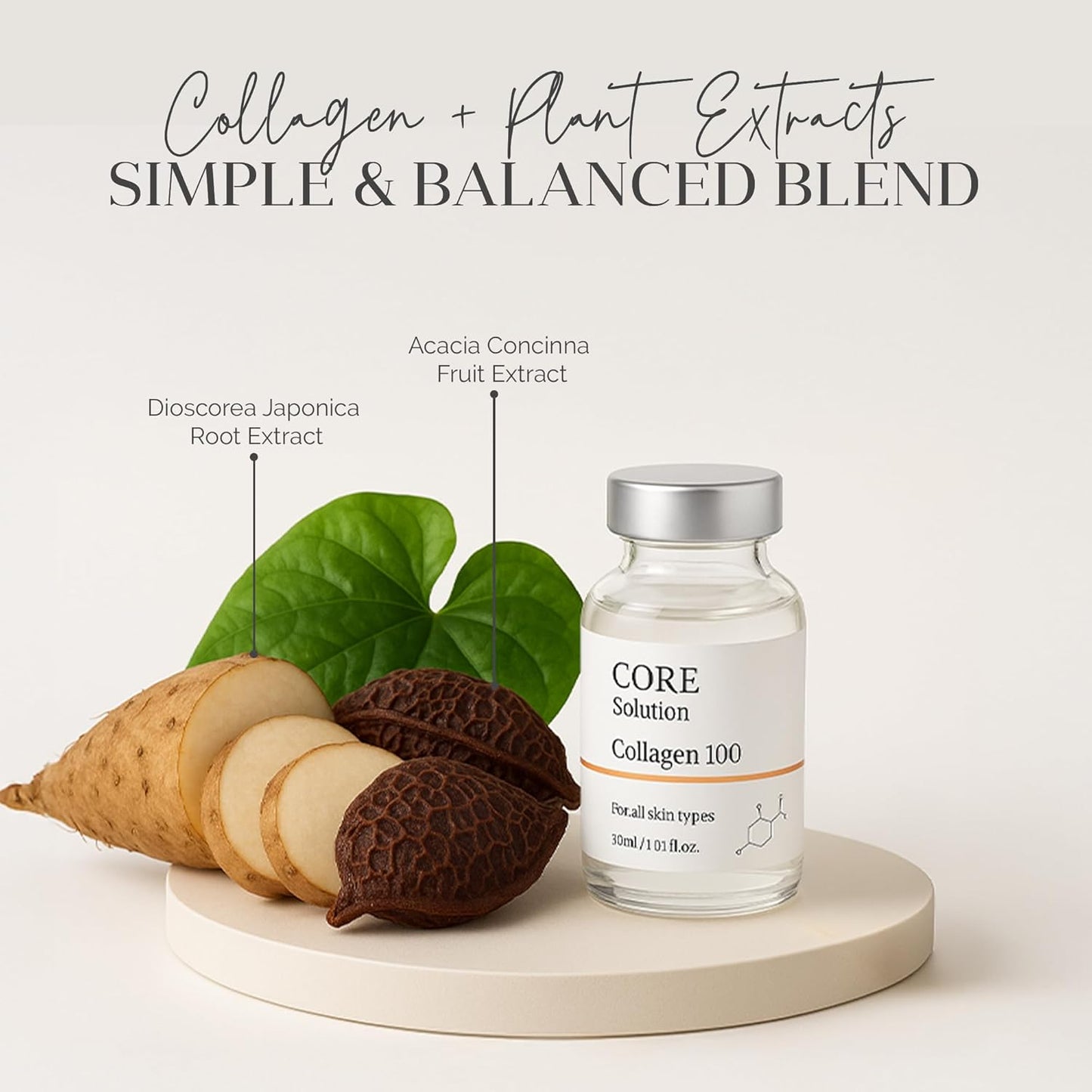 Collagen 100 Ampoule – Skin Elasticity & Anti-Aging Serum for Fine Lines and Wrinkles – 30mL + Needleless Syringe