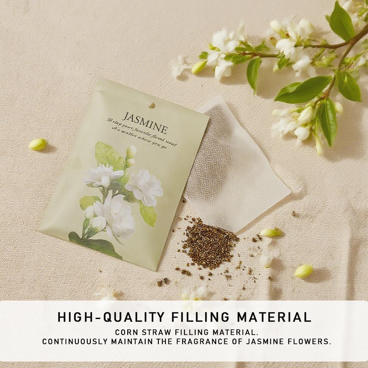 Jasmine Scented Sachet Bags - 12 Pack Home & Car Freshener, Odor Eliminator for Closets, Rooms, Drawers, Wardrobes, Toilets, Long - Lasting 360 - Day Fragrance