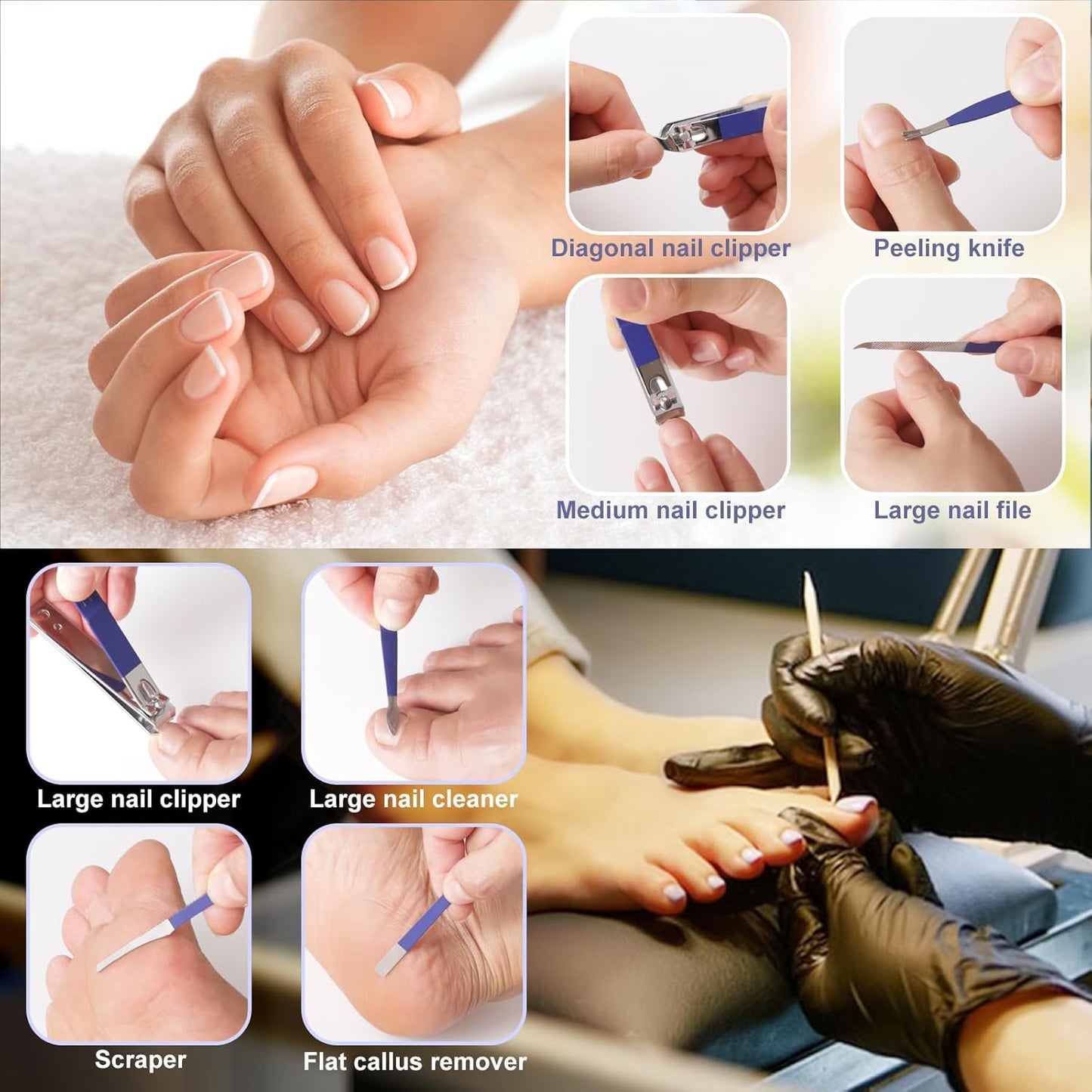 Manicure Set Pedicure Kit Womens Nail Clippers Set 32 in 1 Professional Grooming Care Tools Nail Kit Including Facial, Fingernails and Toenails Care with Travel Case Women