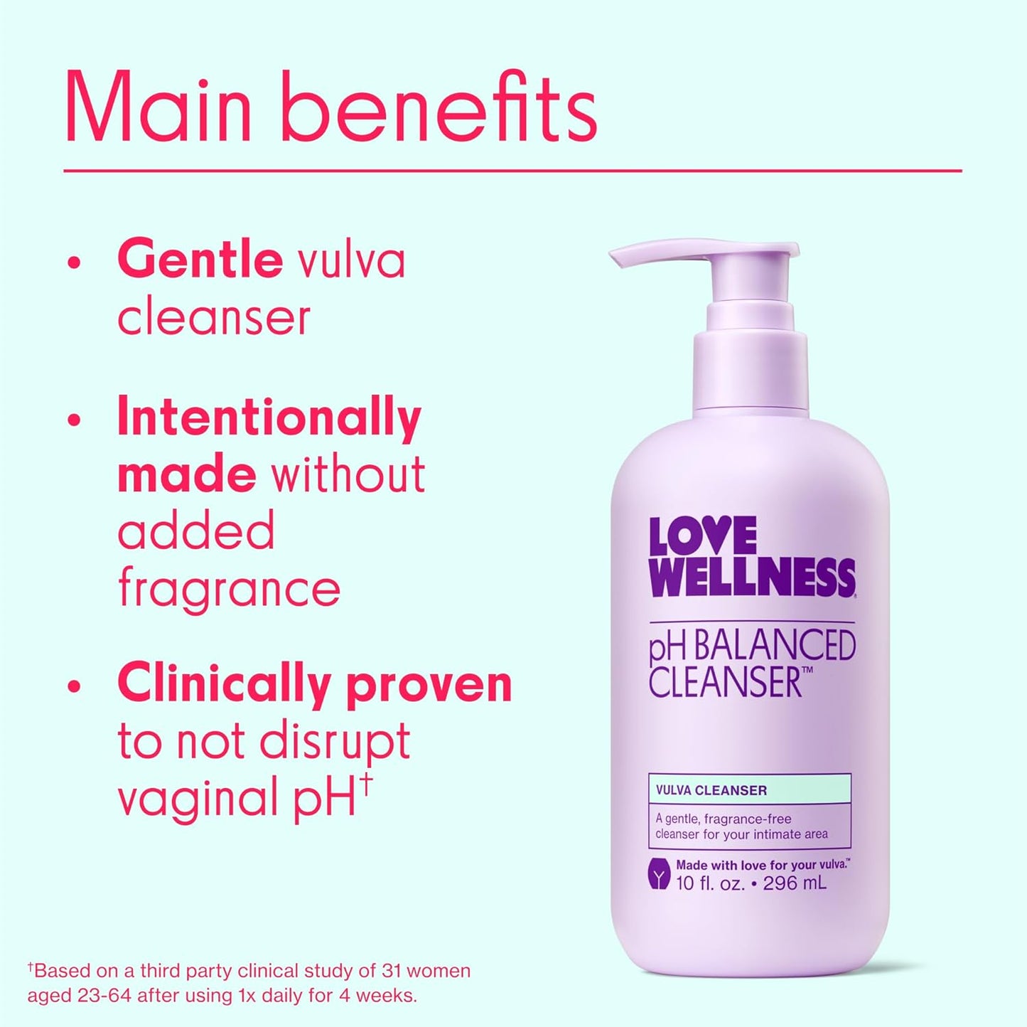 Love Wellness pH Balancing Cleanser | Feminine Vulva Wash for Intimate Health & Hygiene | Fragrance-Free, Non-Irritating & pH Matched | With Aloe Vera & Calendula for Sensitive Skin | 10 Fl Oz