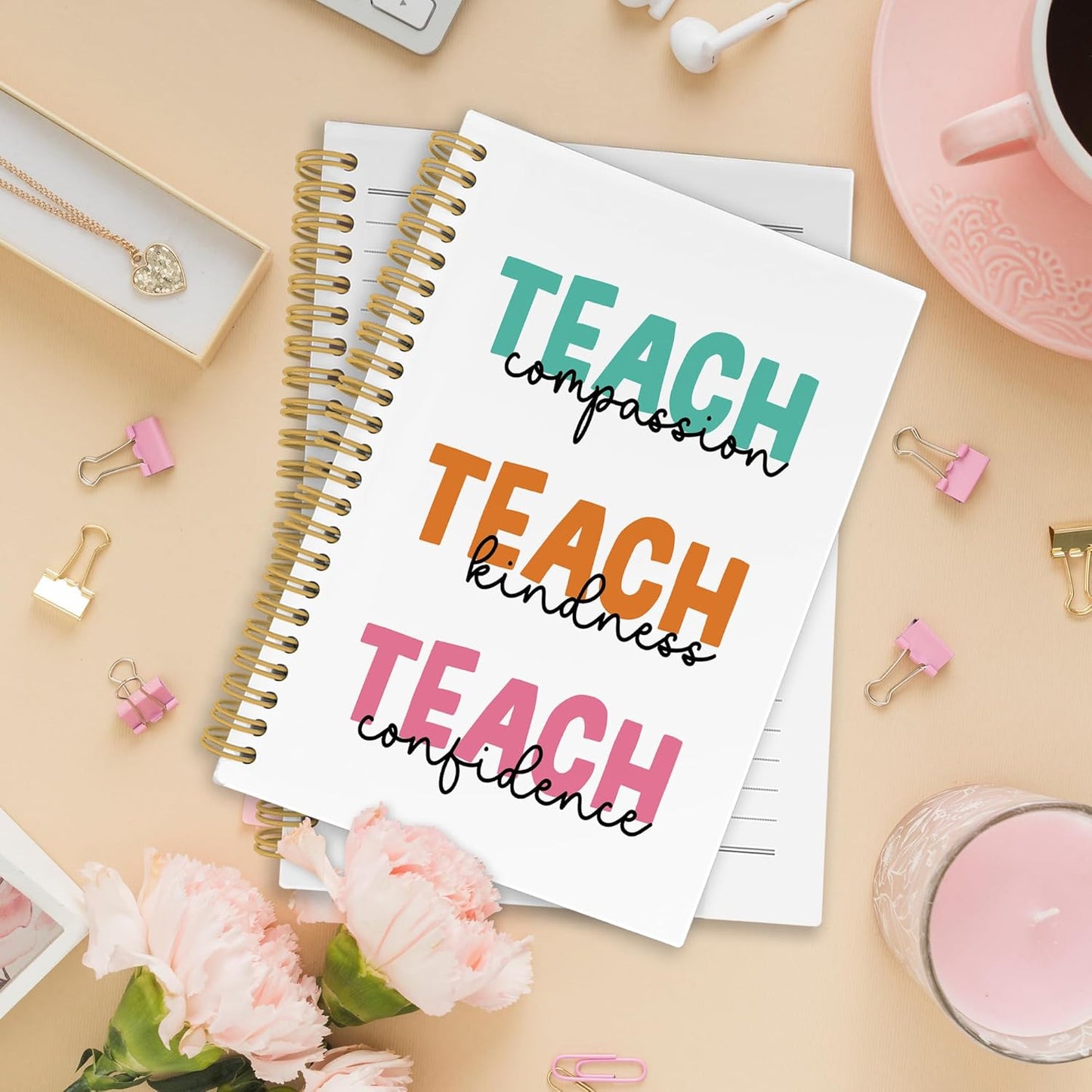 Teacher Gifts Spiral Notebook, Inspirational Journaling Notebooks for School office, Thank You Teachers Hardcover Journals Gifts for Women, 160 Pages 5.5 x 8.3 Inch, Teacher Appreciation Gift