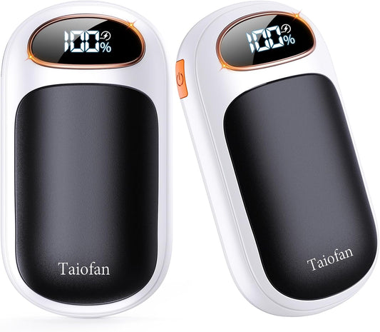 Rechargeable Hand Warmer 2 Pack, LED Display & 4 Levels, Ultrathin Electric Hand Warmers Portable USB Pocket Heater Fits Gloves for Hunting Essentials, Camping, Raynauds, Gifts for Men Women