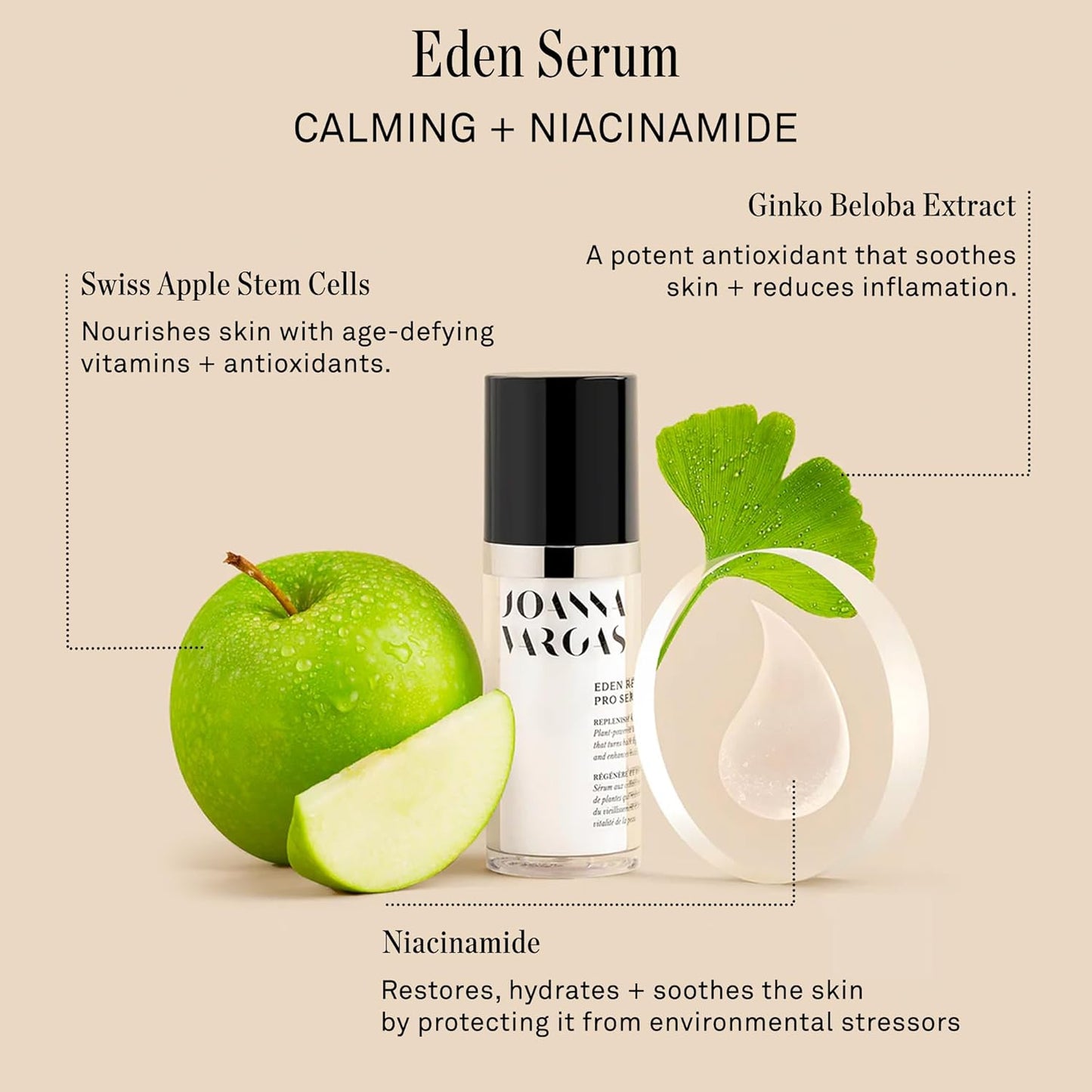 Joanna Vargas Eden Rejuvenating Pro Face Serum for Women - Hyaluronic Acid and Niacinamide Serum for Glowing Skin - Hydrate face with Anti Aging & Anti Oxidant Botanicals, 30 ml