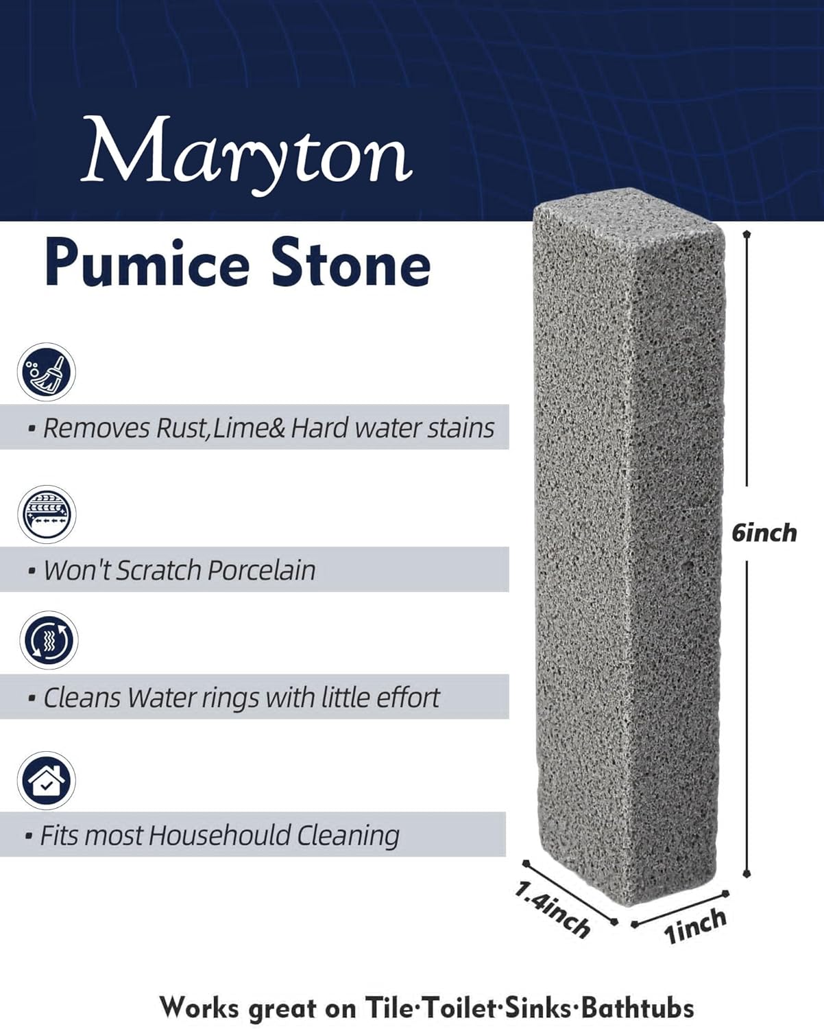 Maryton Pumice Stone for Toilet Cleaning, Non Scratch Pumice Stone for Cleaning Hard Water Stain on Toilet Bowl, Tile, Kitchen, Pack of 16