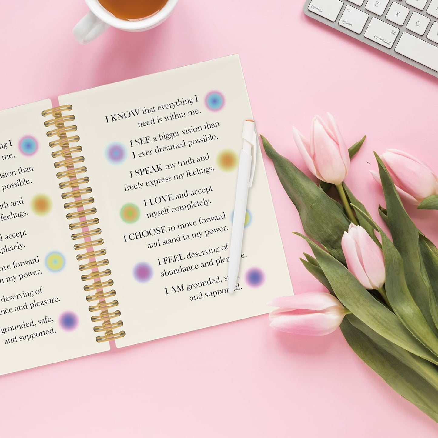 Inspirational Spiral Notebook, Motivational Journaling Notebooks for Note Taking, Preppy Aura Aesthetic Hardcover Journals for Women 160 Pages 5.5x8.3 Inch, Mental Health Gifts for Women