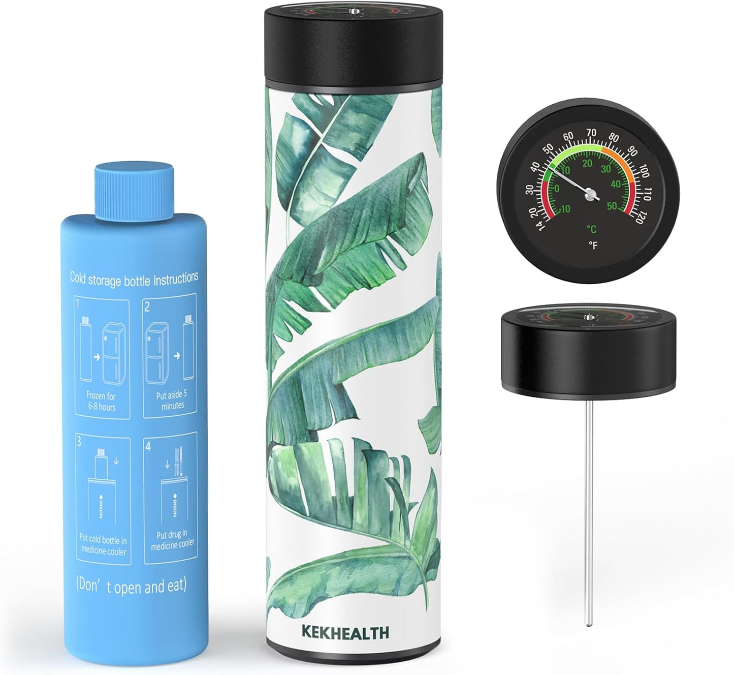 TSA Approved Insulin Cooler Travel Case, 60H Diabetes Medication Cooler with Large Dial Mechanical Thermometer & Biogel Ice Pack, Compact Diabetic Travel Case for Medicine Storage