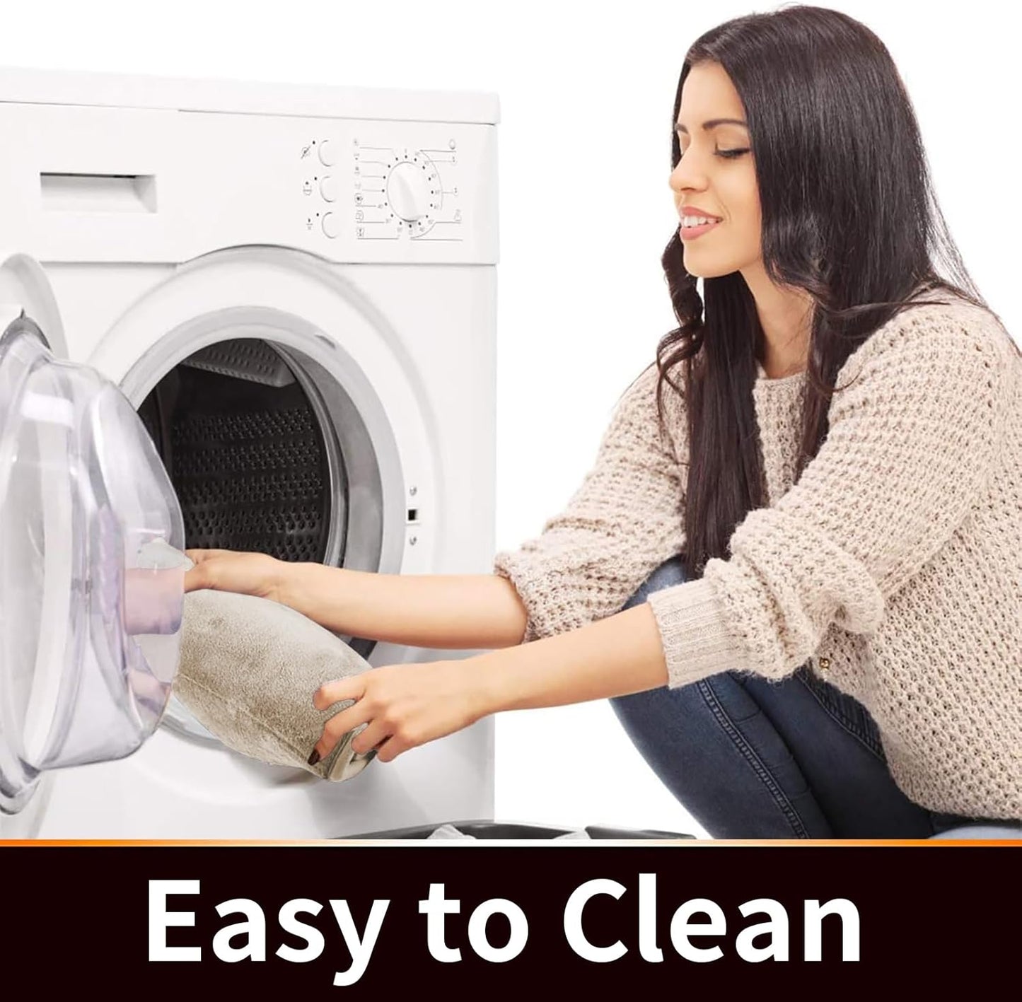 Yimobra Memory Foam Toilet Bath Mat U-Shaped, Soft and Comfortable, Super Water Absorption, Non-Slip, Thick, Machine Wash and Easier to Dry for Bathroom Commode Contour Rug, 24 X 24 Inches, Beige