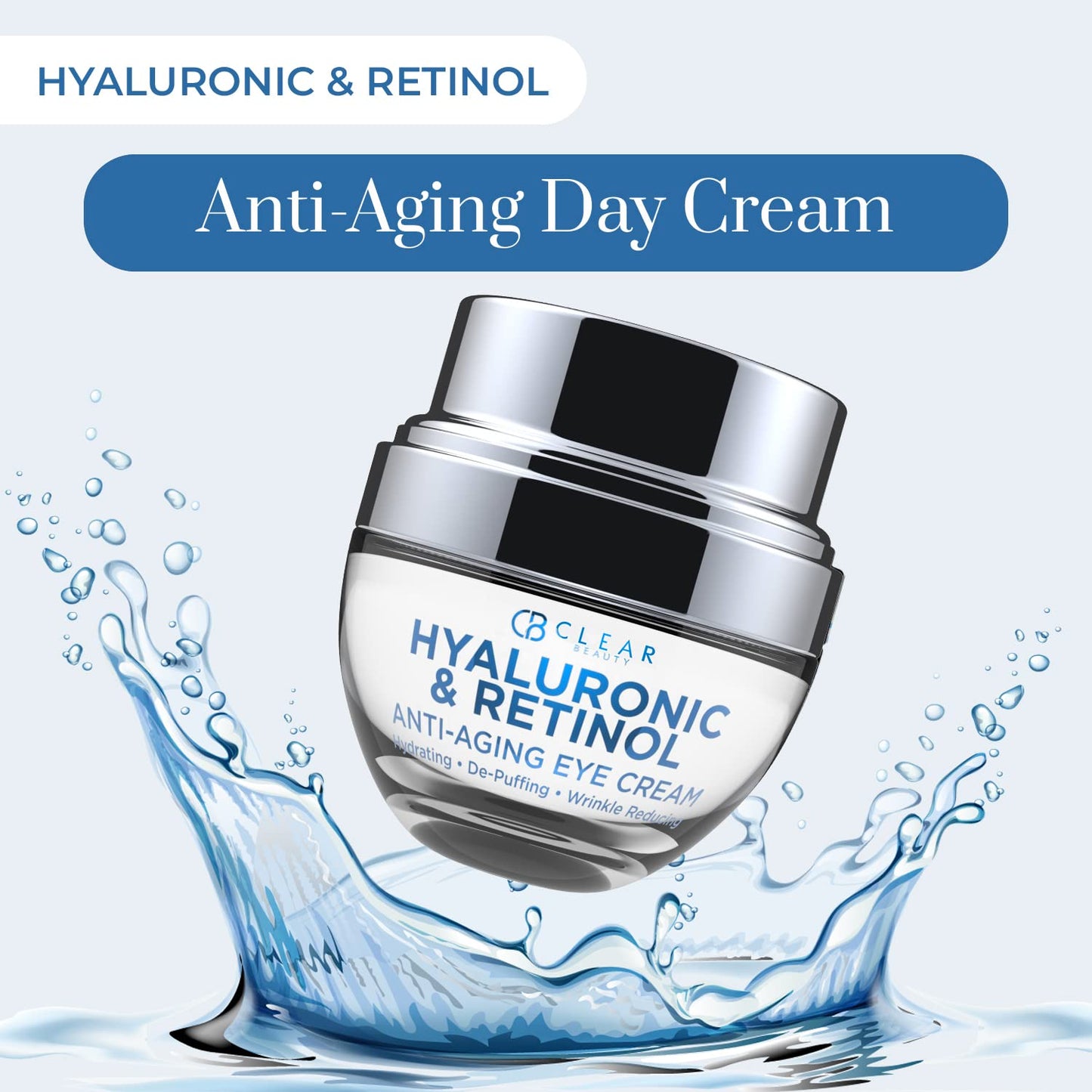 Hyaluronic Acid & Retinol Eye Cream - For Dark Circles and Puffiness, Moisturizing & Anti-Aging Under Eye Cream - Cruelty Free Korean Skin Care For All Skin Types - 1.01 OZ