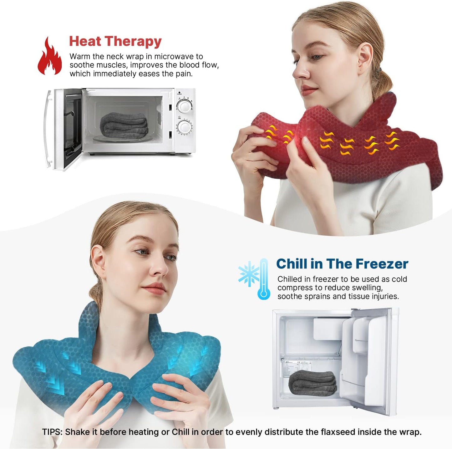 Neck Heating Pad Microwavable for Shoulders, Warmer Wrap Microwave Heating Pad for Neck and Shoulders for Pain Relief (Gray)