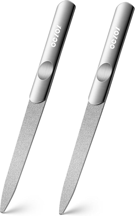 BEZOX Metal Nail File – Durable, Double-Sided Precision Fingernail Files for Women, Stainless Steel Finger Nail Buffer for Smooth, Shiny, Salon-Worthy Nails