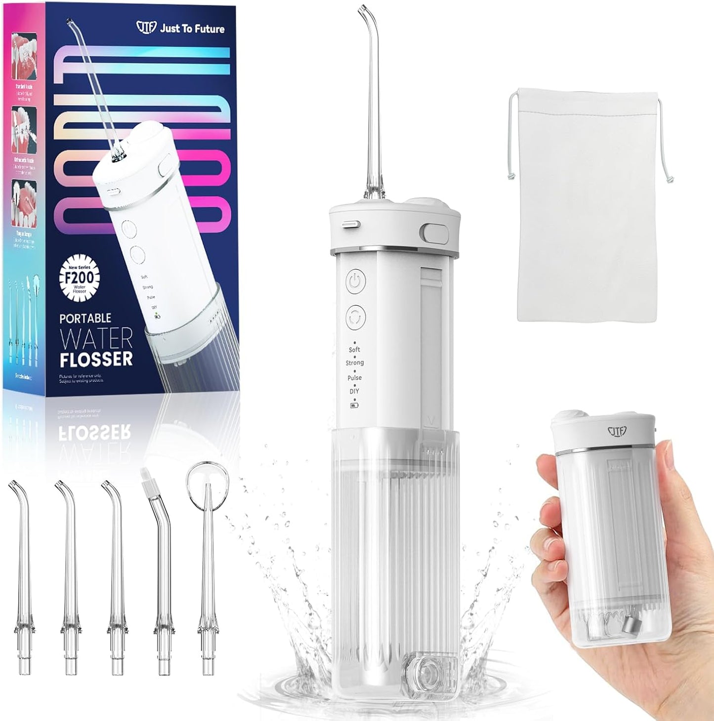 Portable Mini Water Dental Flosser for Teeth Cleaning Travel Oral Irrigator with Telescopic Water Tank,4 Modes IPX7 Waterproof Design - Perfect for Braces, Bridges, and Home & Travel Dental Care