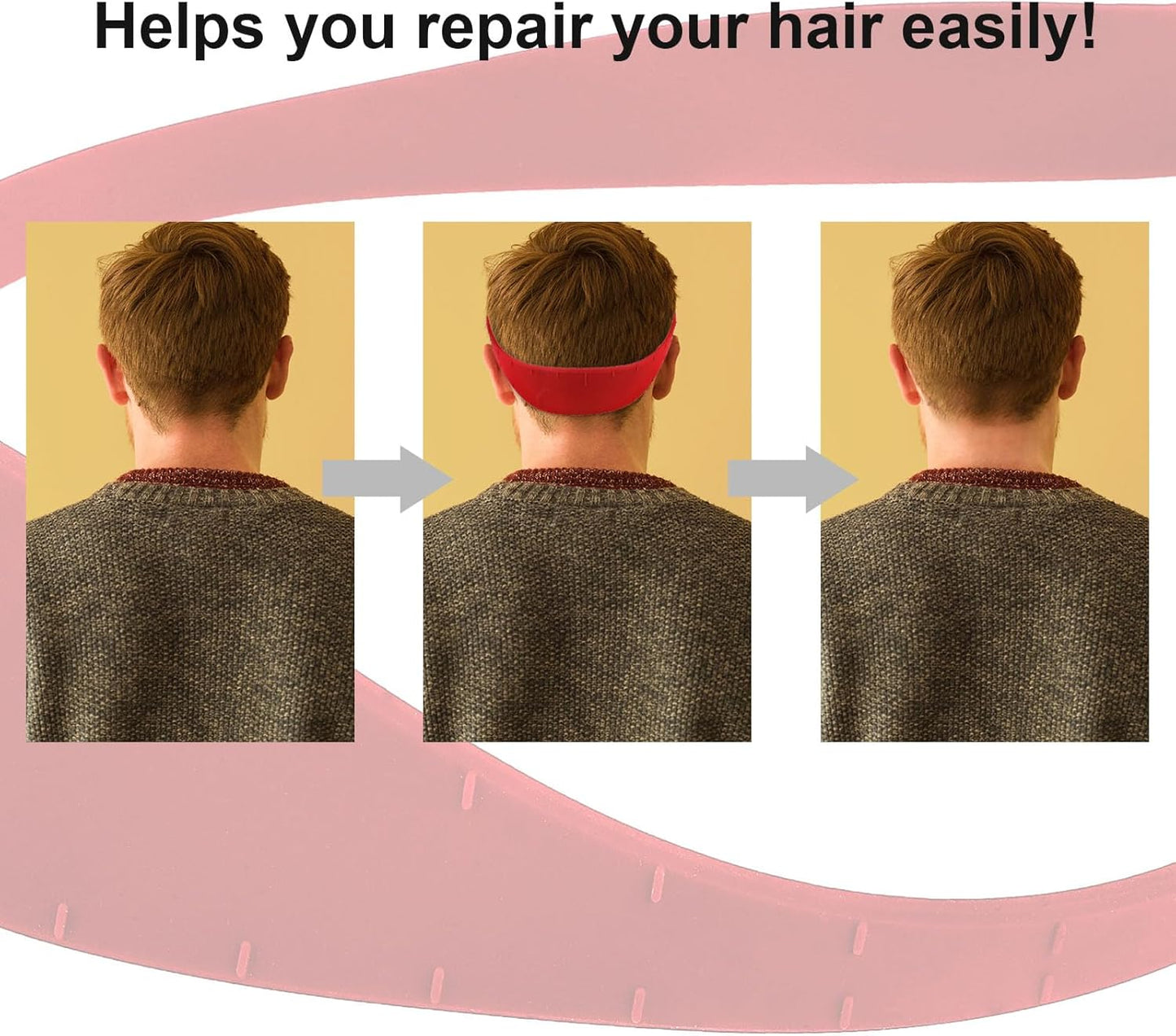 Neckline Shaving Template and Hair Trimming Guide, Silicone Curved Haircut Band for DIY Haircutting Creating Clean Straight Neck Hairline, Fade and Taper Guide for Hair Clippers (Red)