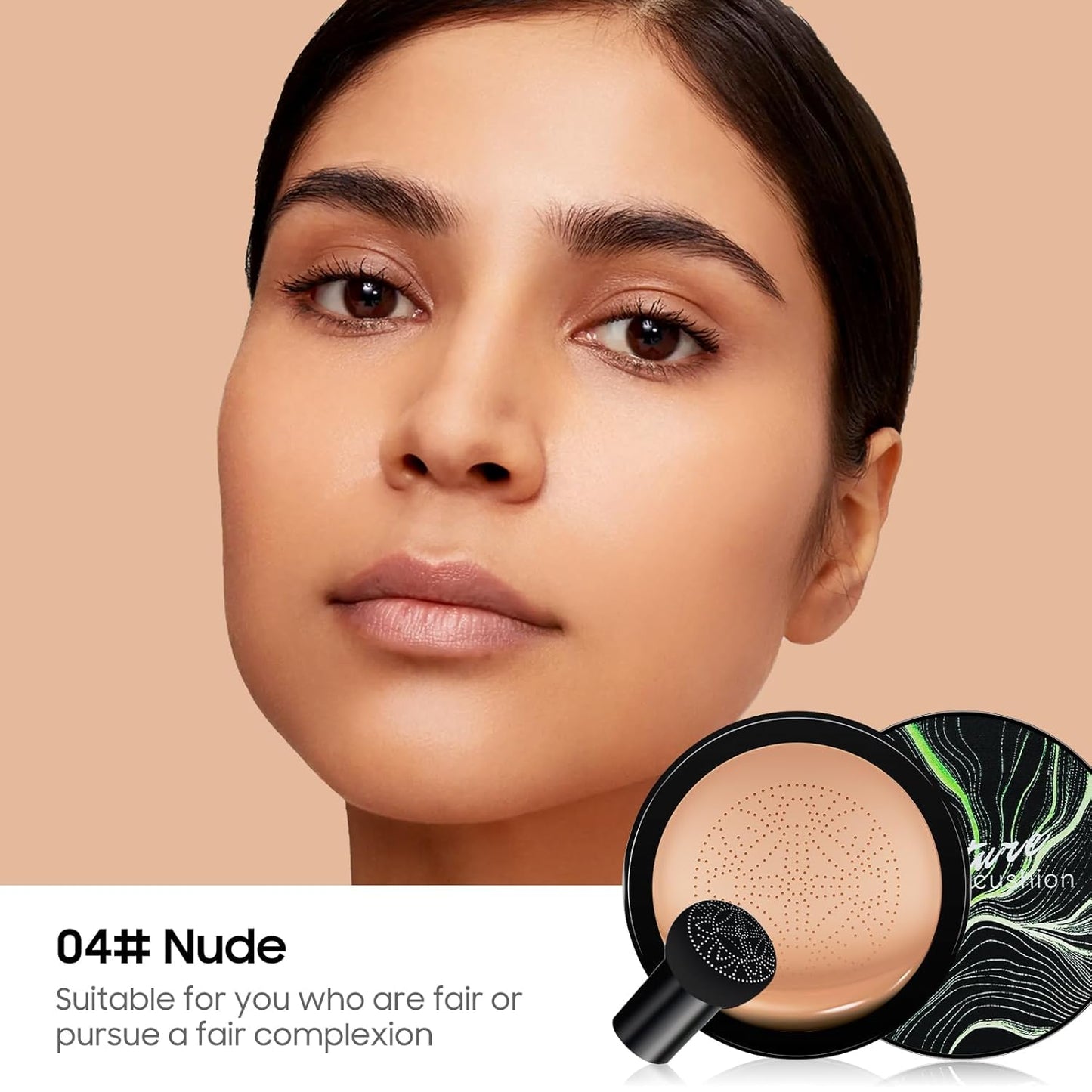 Air Cushion CC Cream Mushroom Head Foundation - Moisturizing BB Creams Foundation, Long-Lasting Waterproof Matte Concealer for Even Skin Tone (Nude, 1 PCS)