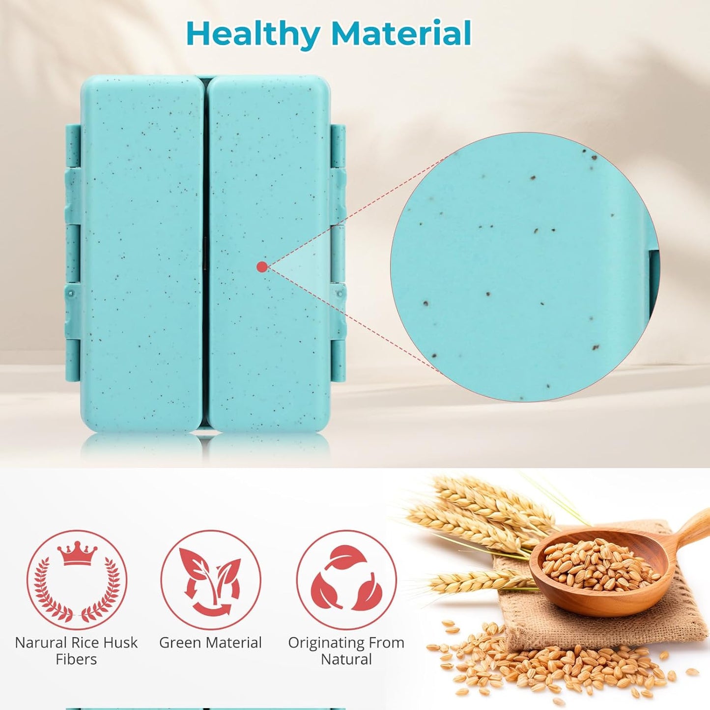 Zentiky Small Daily Pill Organizer with Labels, Medicine Pill Organizer Fit with Your Purse or Pocket for Travel to Hold Vitamin, Fish Oil, Supplement,Cotton Swabs, Bandages or Jewelry-Blue