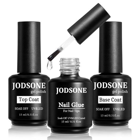 JODSONE 15ml Nail Glue Gel for Nail Tips Long Lasting Extension Glue for Clear Nail Tips Base Coat Top Coat All Need Lamp Cured