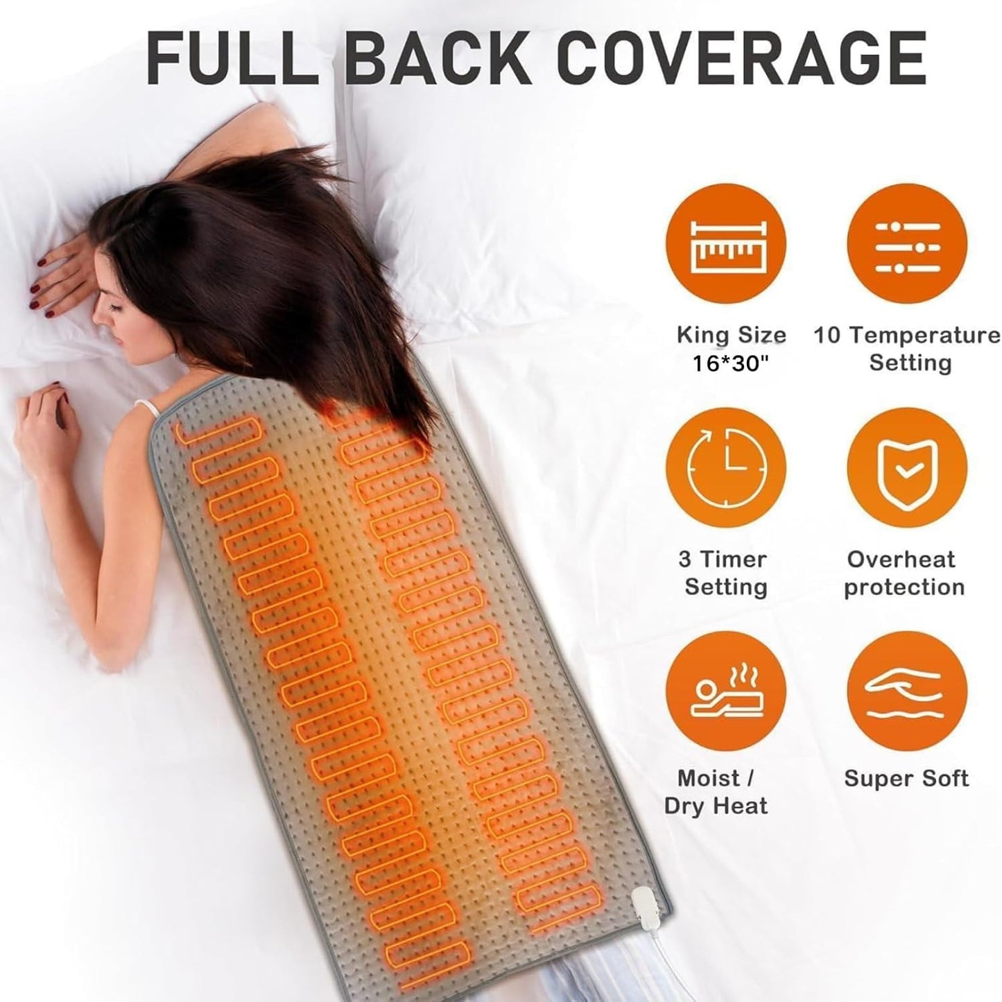Heating Pad for Back Pain Relief 16x30 Large Electric Heating Pad for Full Body, Auto Shut Off, Moist/Dry Heat Pad Fast Heating – Heating Pads Large for Shoulders,Neck,Abdomen,Legs Machine Washable
