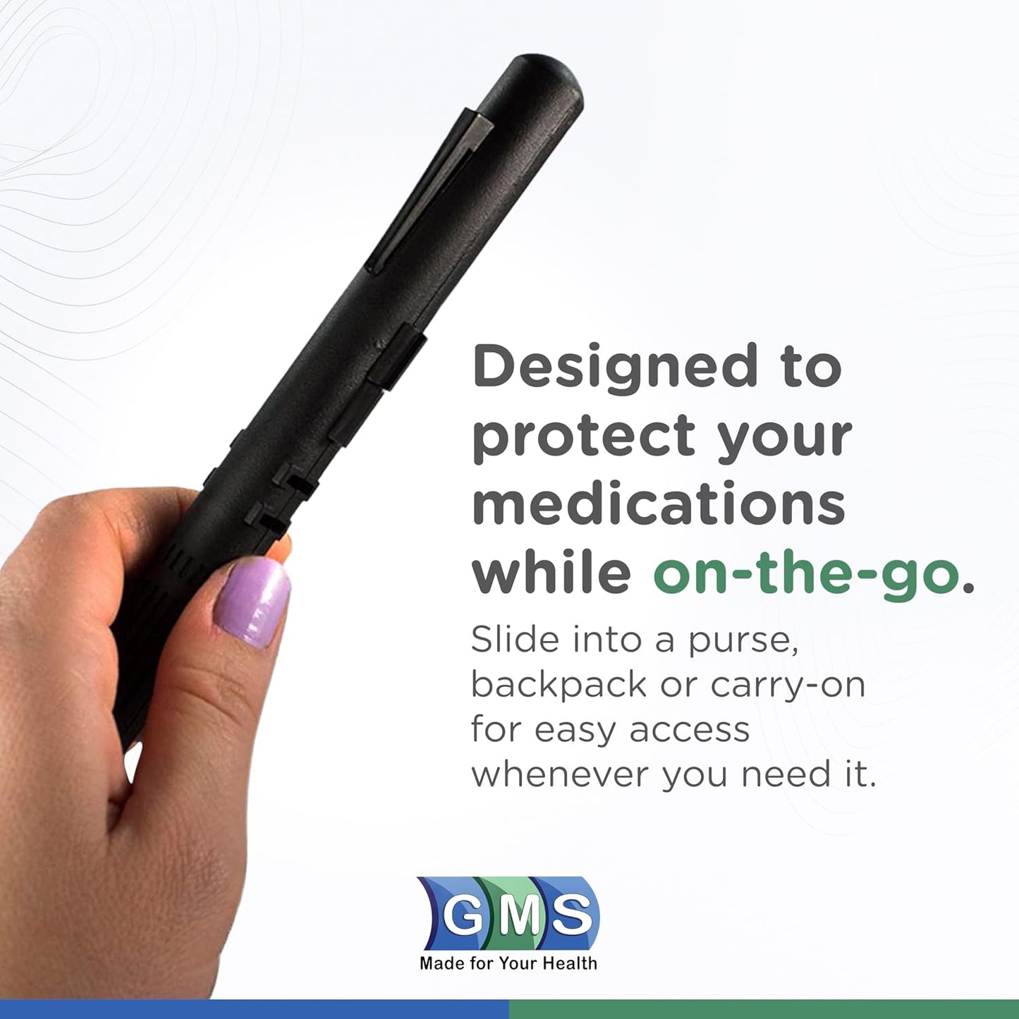 GMS 60 Unit Syringe Case - Holds New, Prefilled & Used Syringes with Needles - Small & Discreet - Ideal for Travel - Sharps Container - 2 Pack - White