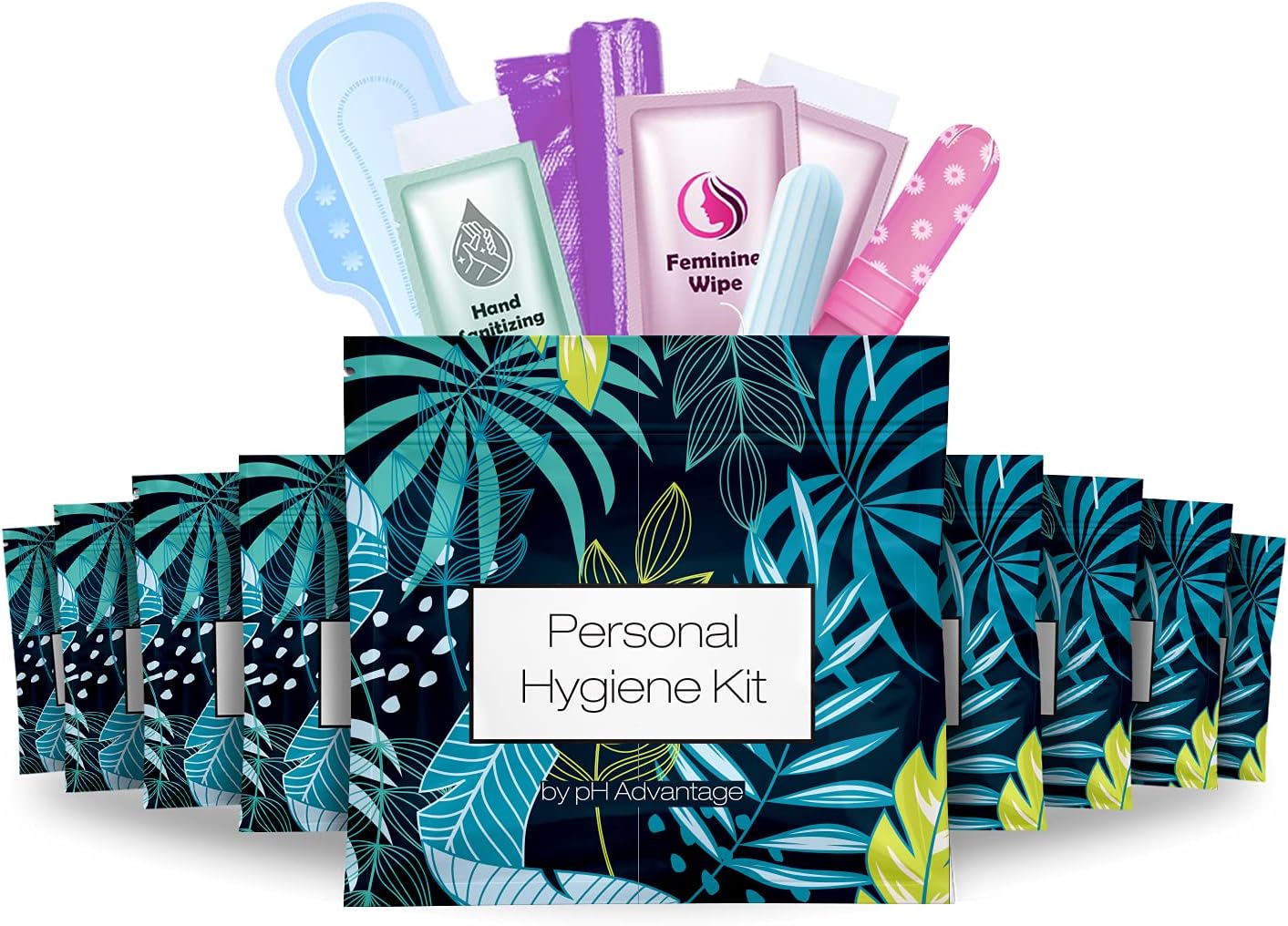 Menstrual Kit All-in-One 10 Pack | Convenience on The Go | Period Kit Pack for Travelling, Tweens & Teenager | Individually Wrapped Feminine Hygiene Product (Blue Forest)