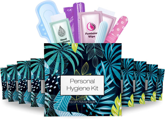 Menstrual Kit All-in-One 10 Pack | Convenience on The Go | Period Kit Pack for Travelling, Tweens & Teenager | Individually Wrapped Feminine Hygiene Product (Blue Forest)